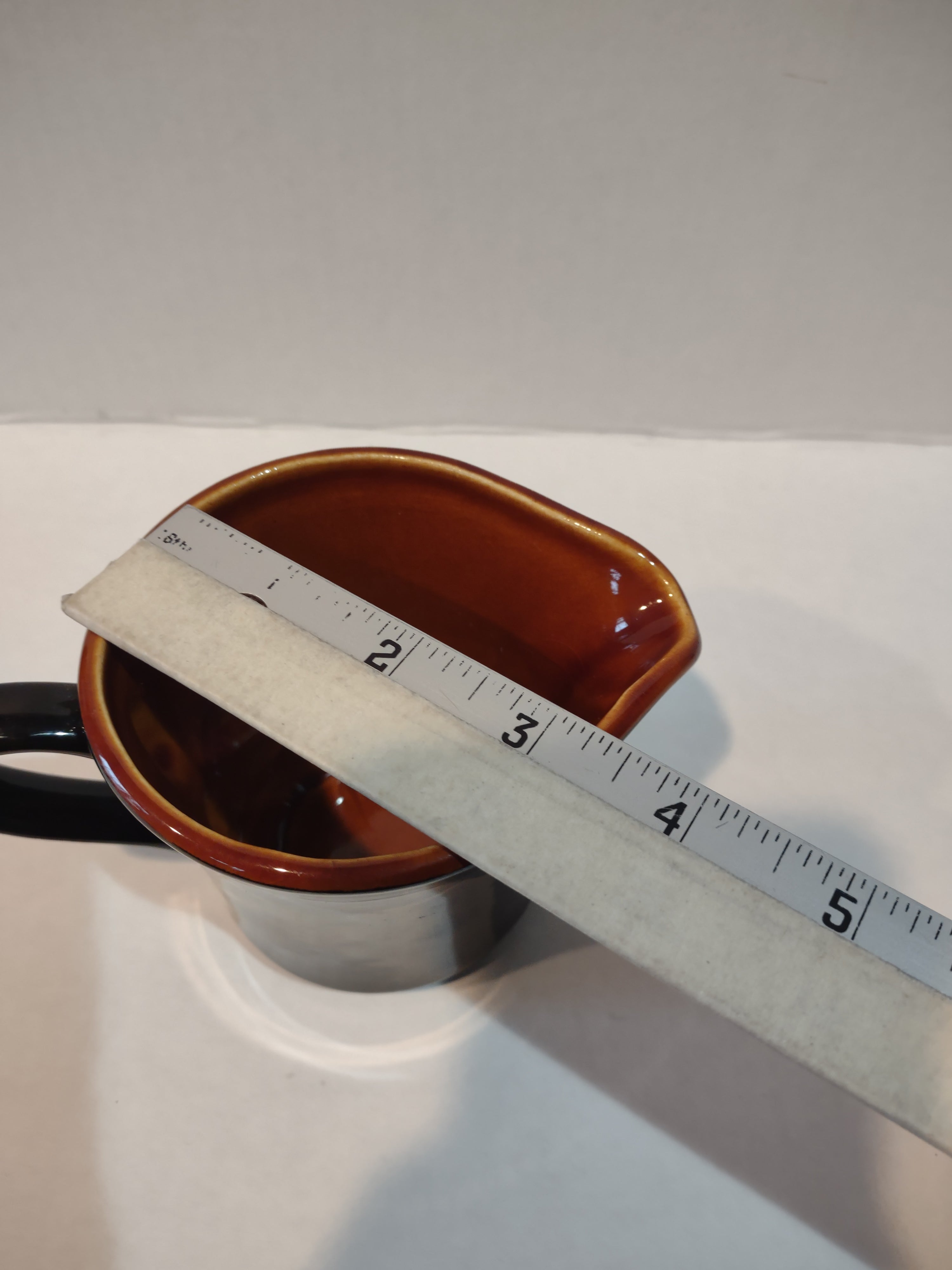Vintage MCM Ironstone USA Amber Octagon Rustic Brown Creamer (lot 5014)