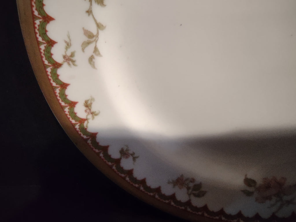 Haviland Limoges French Chic Rose Maroon Green Bread/Butter Plate (lot 1090)