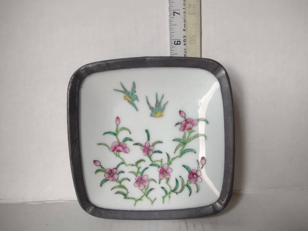 Vintage Japanese Porcelain Ware Hong Kong Bowl Ashtray Birds Flowers (lot 5333)