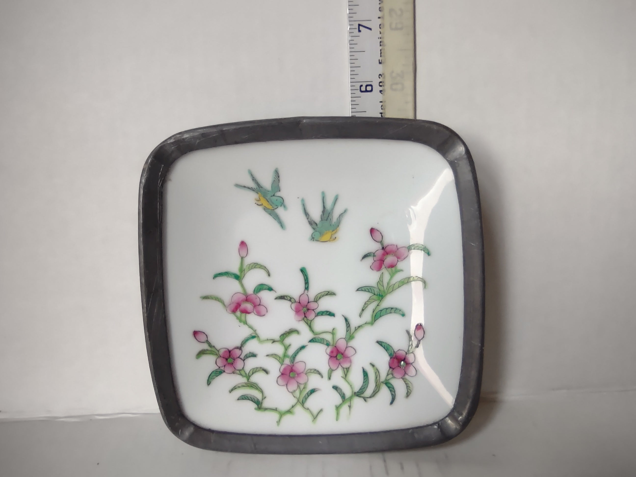 Vintage Japanese Porcelain Ware Hong Kong Bowl Ashtray Birds Flowers (lot 5333)