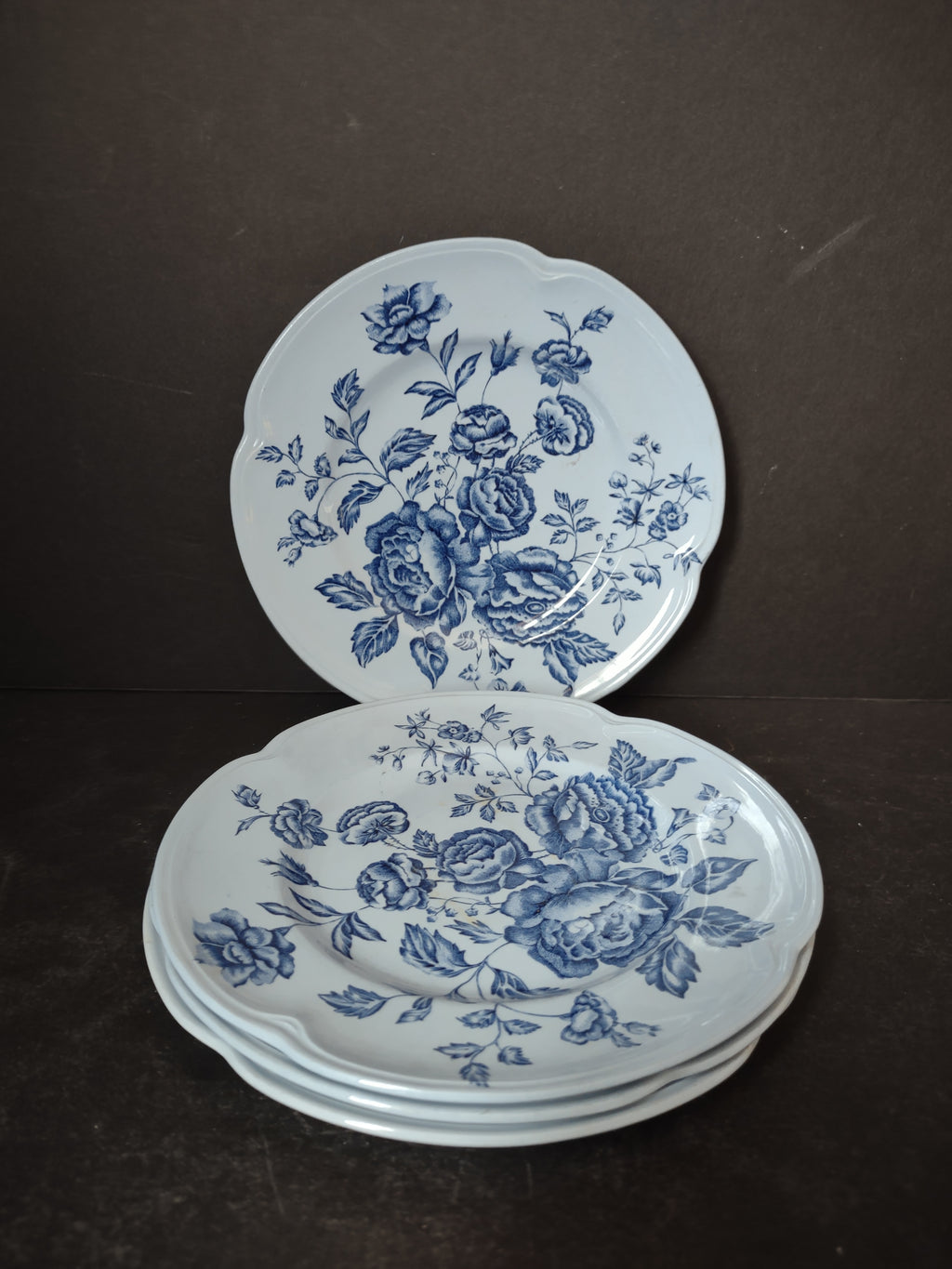 Vintage Ironstone Elizabeth Blue England Johnson Bros Bread Plate x 4 (lot 5553)