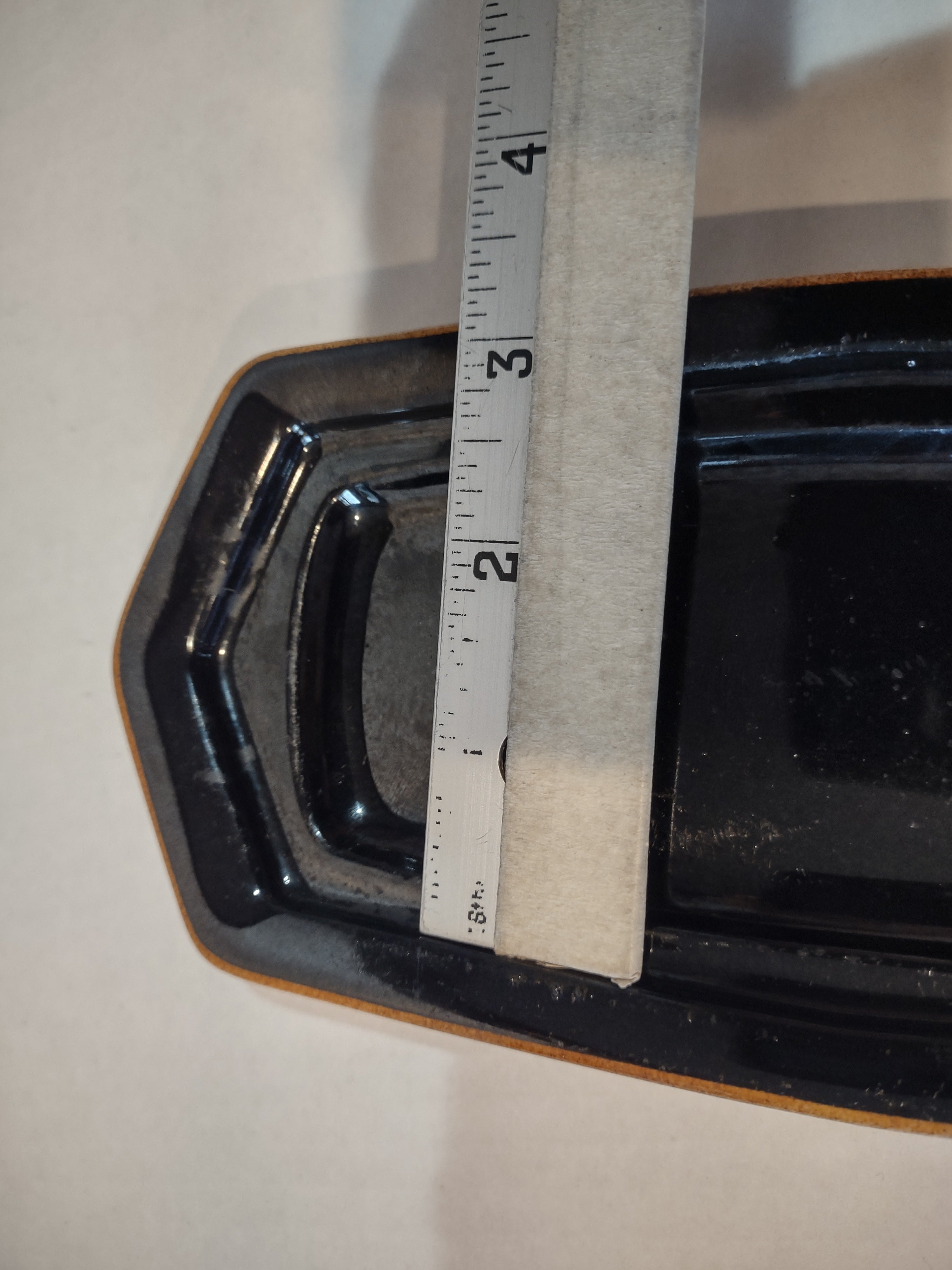 Vintage MCM Ironstone USA Amber Octagon Bottom for Butter Dish ONLY (lot 5015)