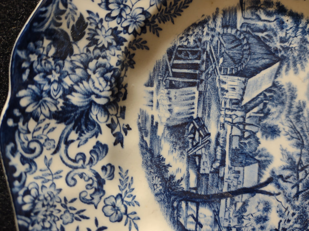 Vintage Johnson Brothers 6" Plate Mill Stream Blue Set Of 2 IMPERFECT (Lot 5583)