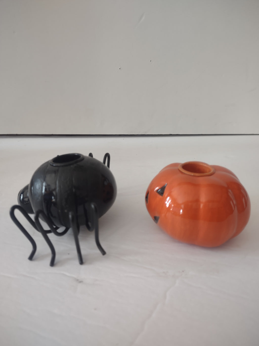 Halloween Spider And Jack O Lantern Taper Candle Holders (Lot 3371)