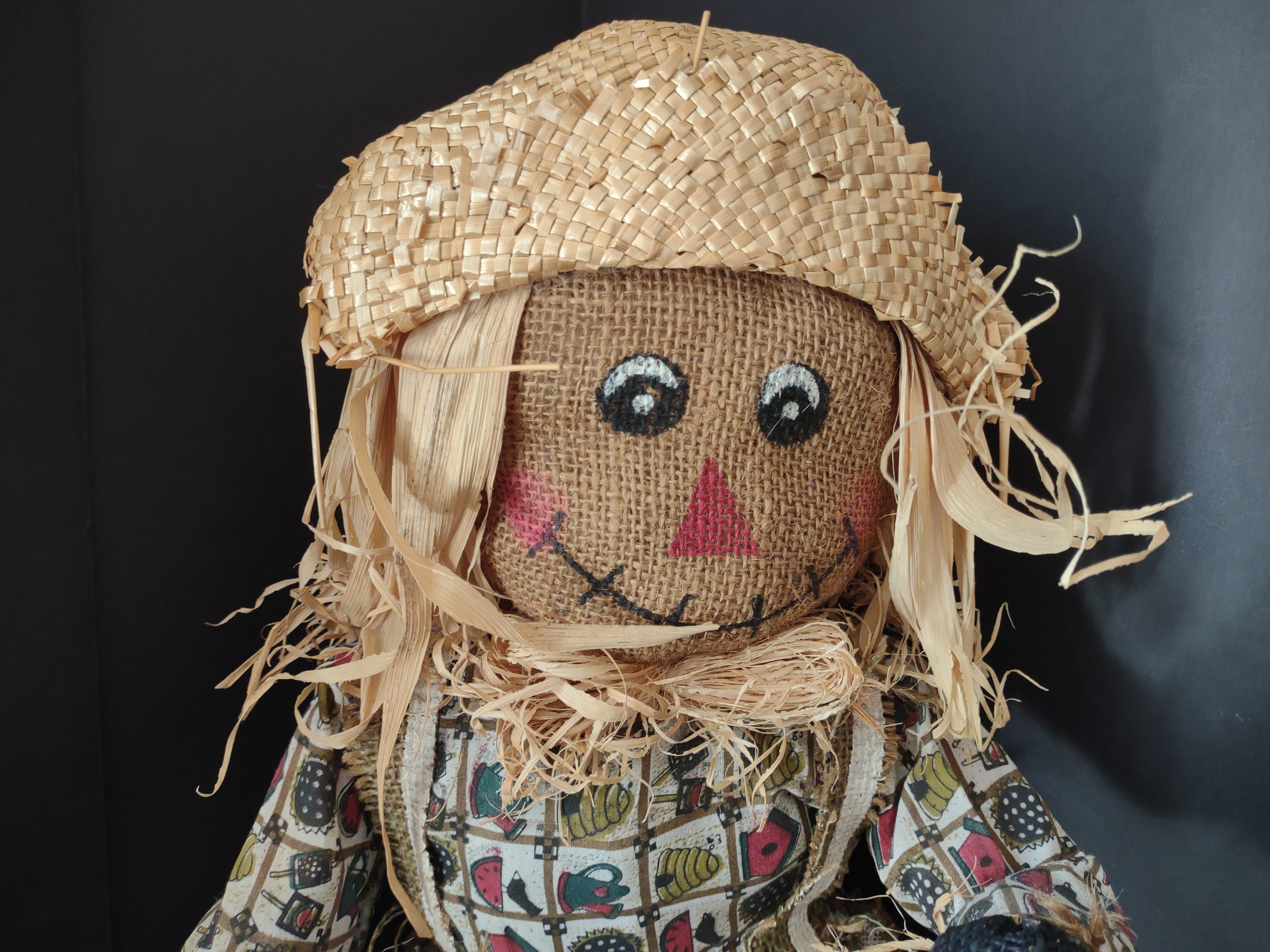 Halloween Fall 32" Scarecrow Standing Primitive Rustic (lot 3080j)