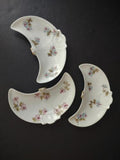 lot 783 GDM CFH Limoges 3 x Bone Plate Blue Pink Flower