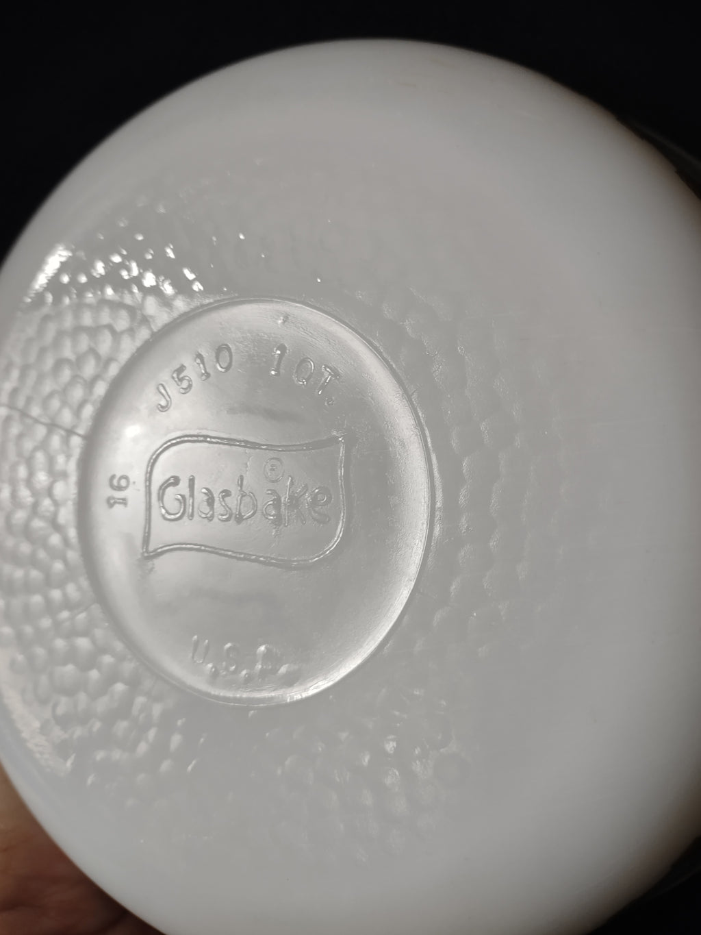 Vintage Glasbake 1 Qt Round Casserole Dish Brown Gingham Tulip (Lot 5240)