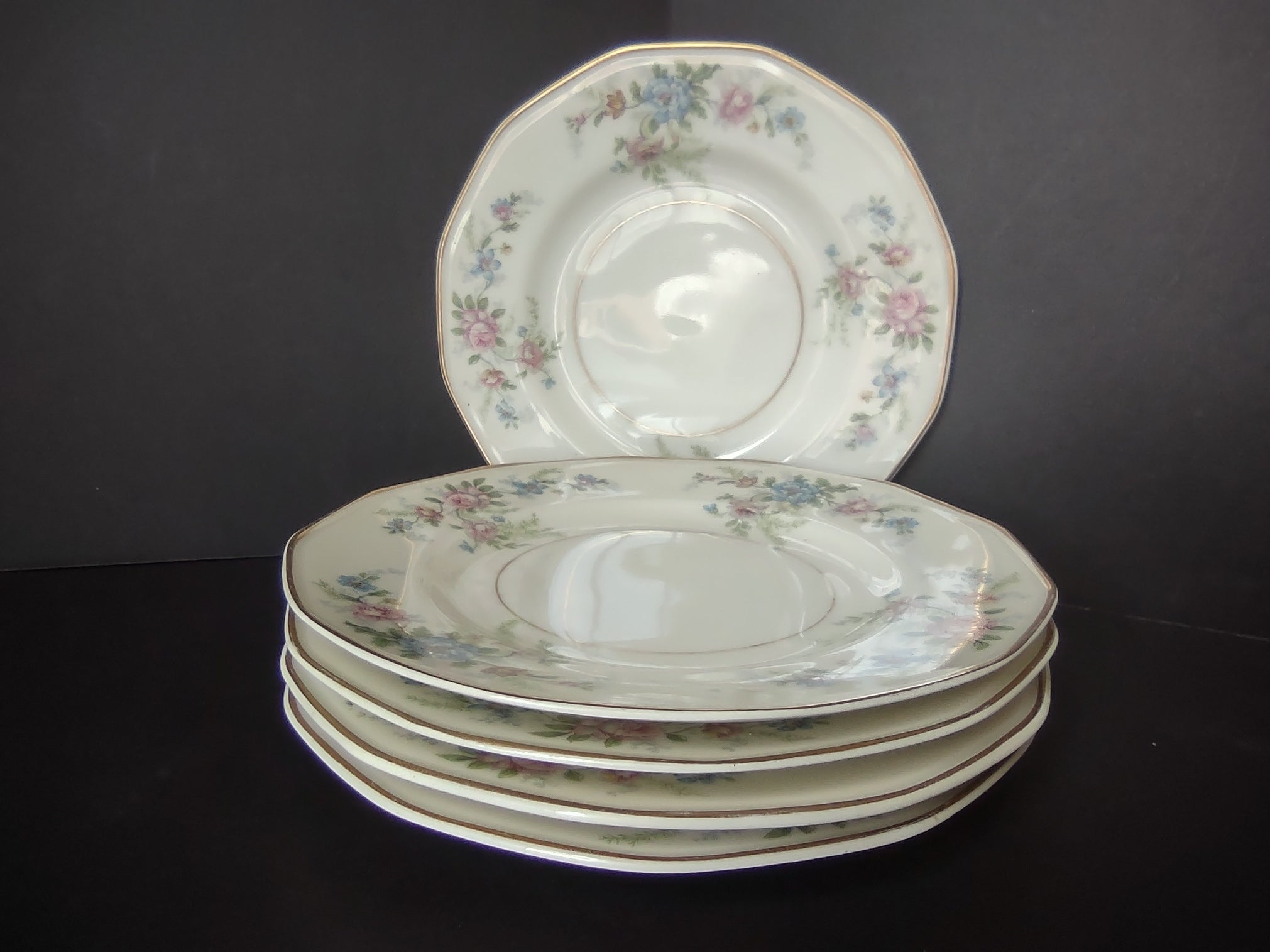 Haviland Limoges Fleurettel 5 x Salad/ Dessert Plate 7-1/2" Floral (lot 808)