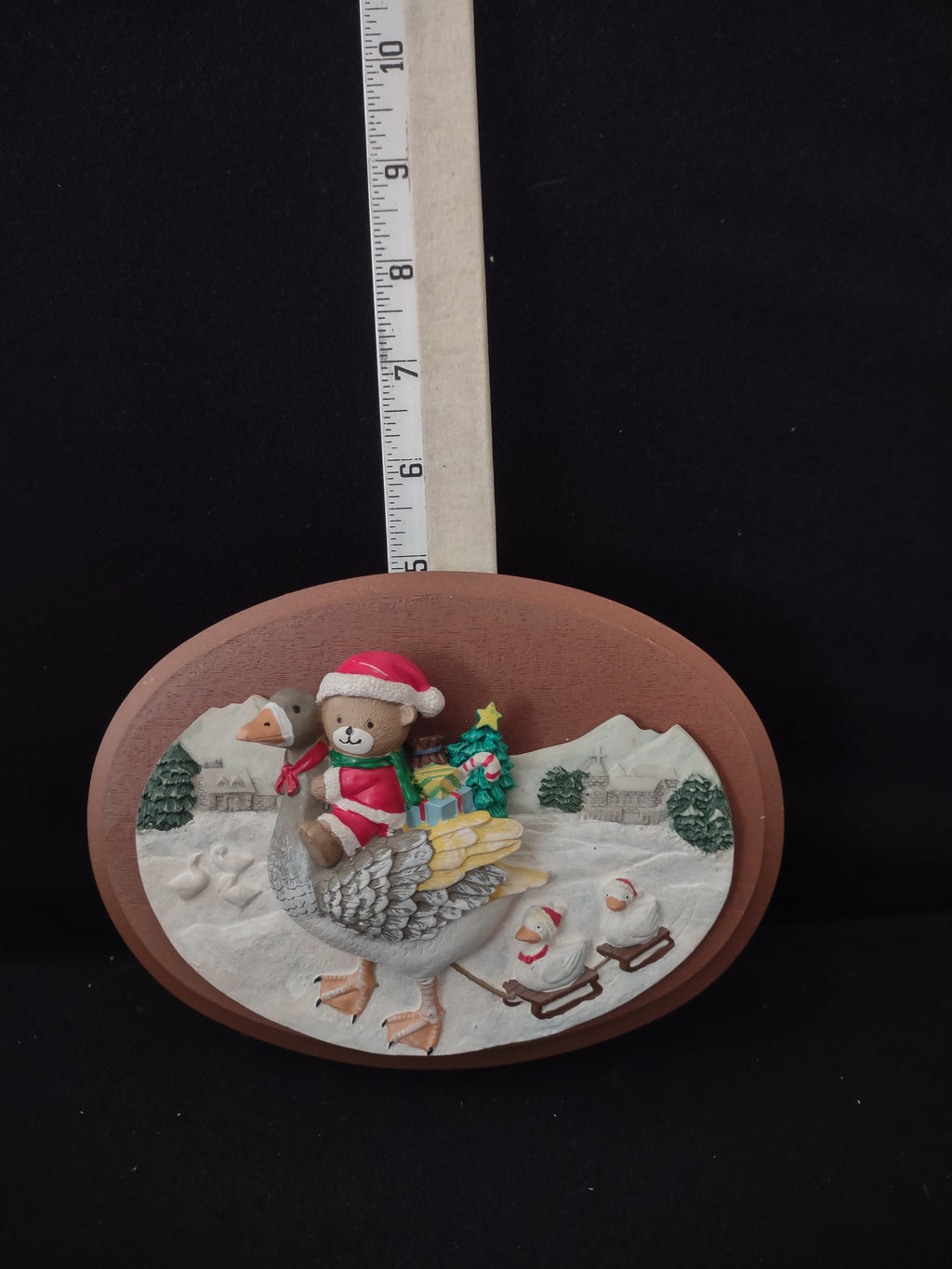 Vintage Jaimy Chuang Christmas Wall Plaque Santa Bear Goose (Lot 4087)