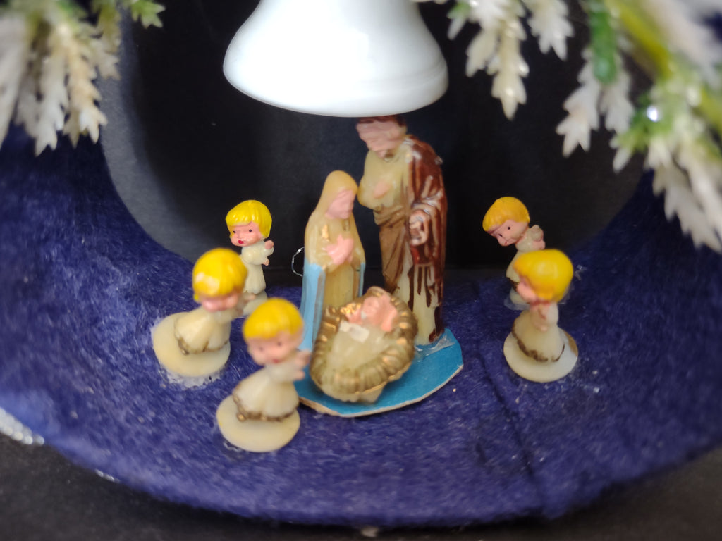Very Vintage Christmas Handmade Ornament Nativity Scene Bell (lot 3166)