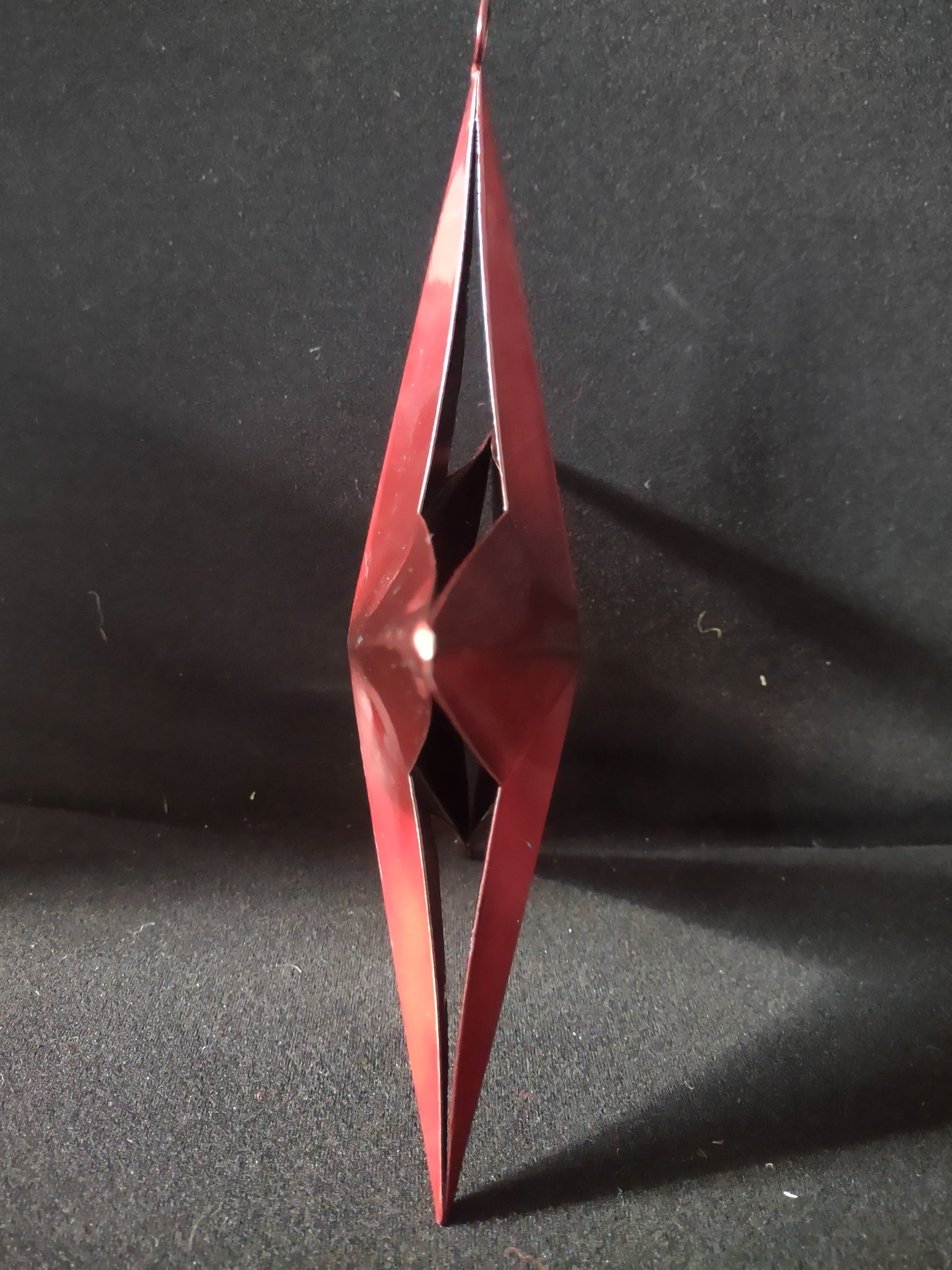 Vintage Christmas Shiny Red Metal Star Ornament 10" (Lot 4667)