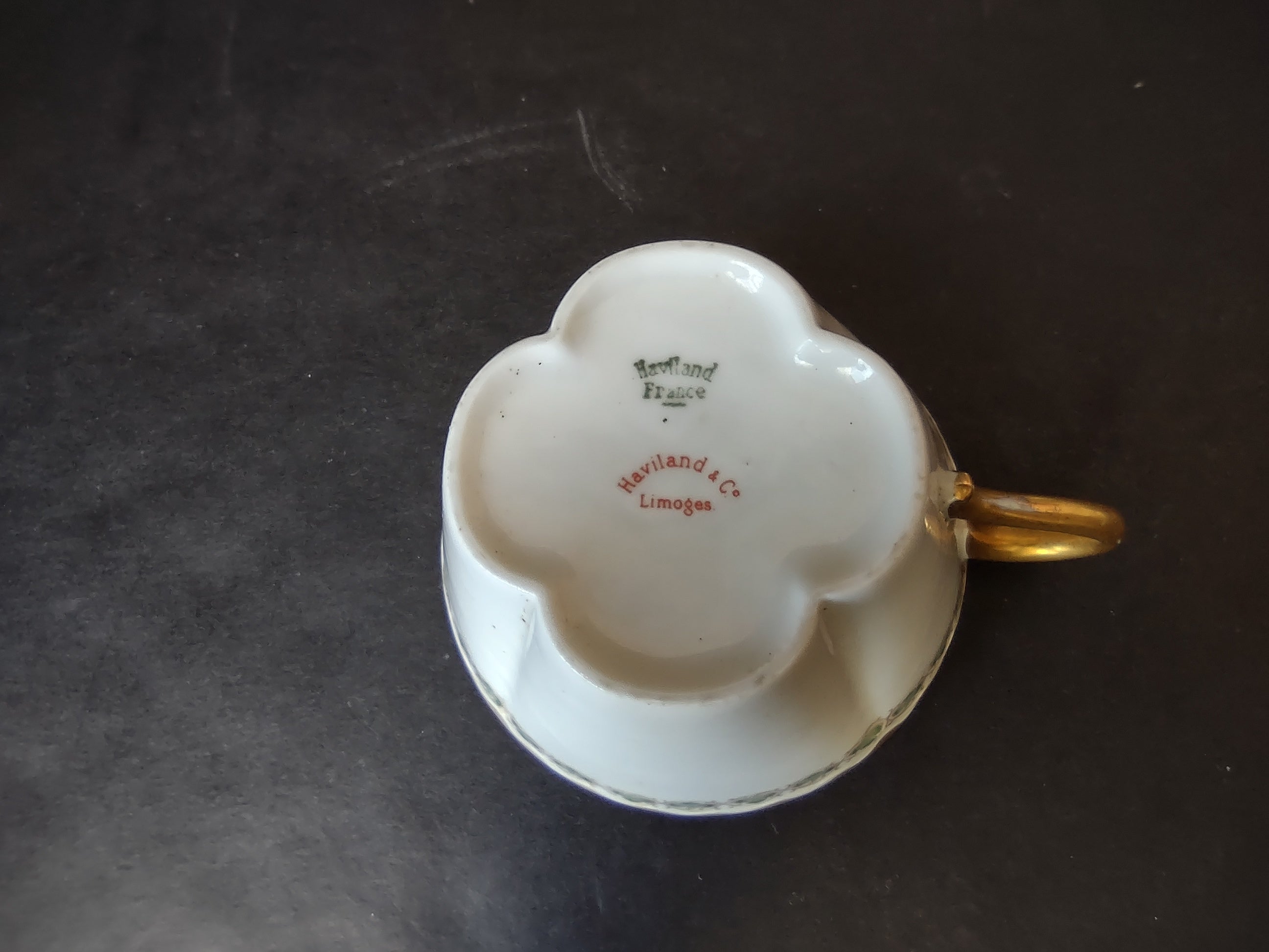 Haviland France Limoges Shamrock Cup ONLY White Green Gold (lot 1111)