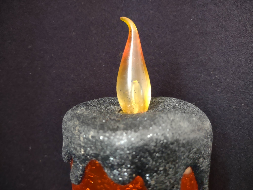 Halloween Electric Candle Lamp Orange Black Cat Light Up (lot 2529j)