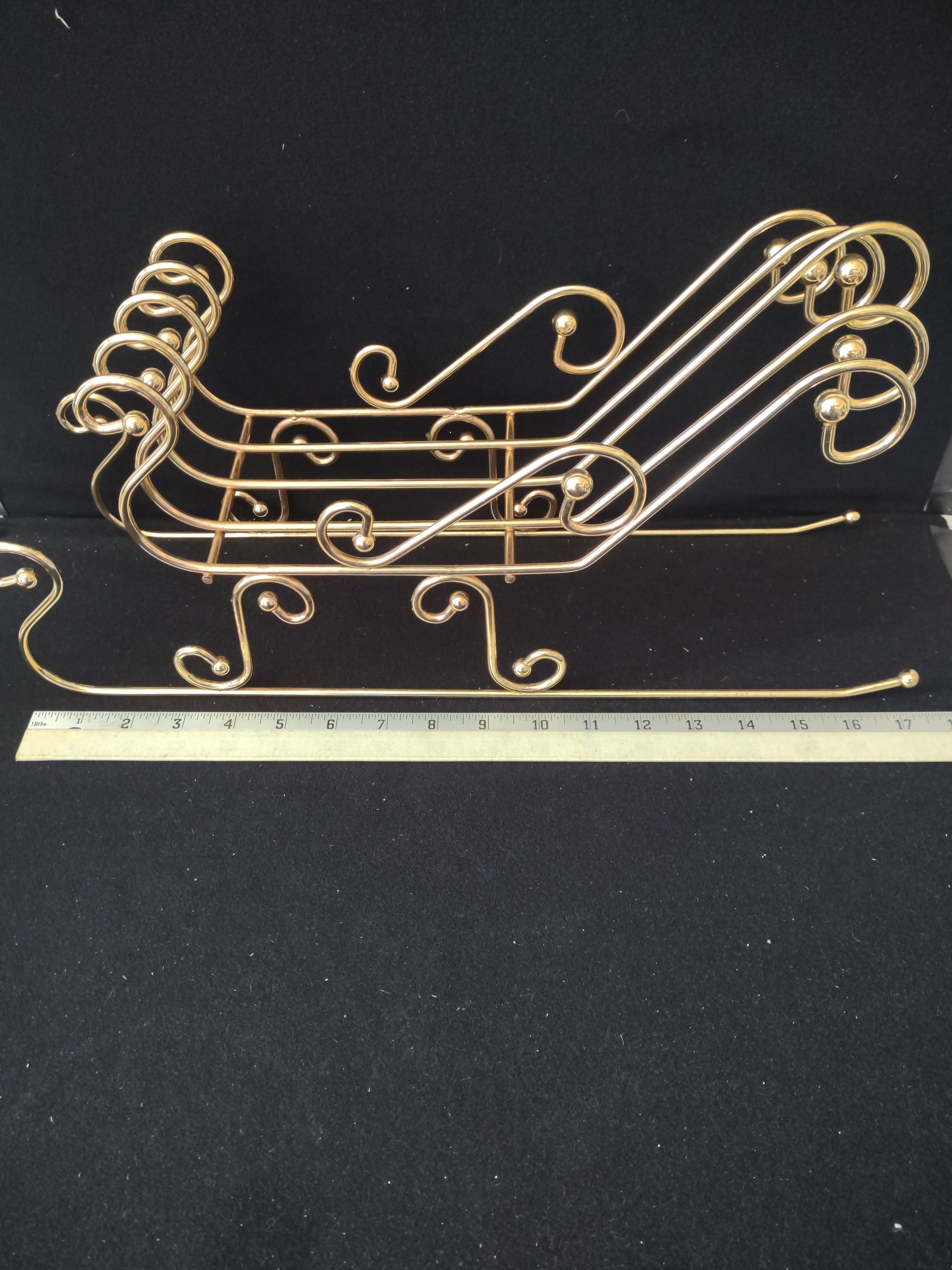 Vintage Home Interiors Homco Christmas Brass Plated Santa Sleigh (Lot 3839)