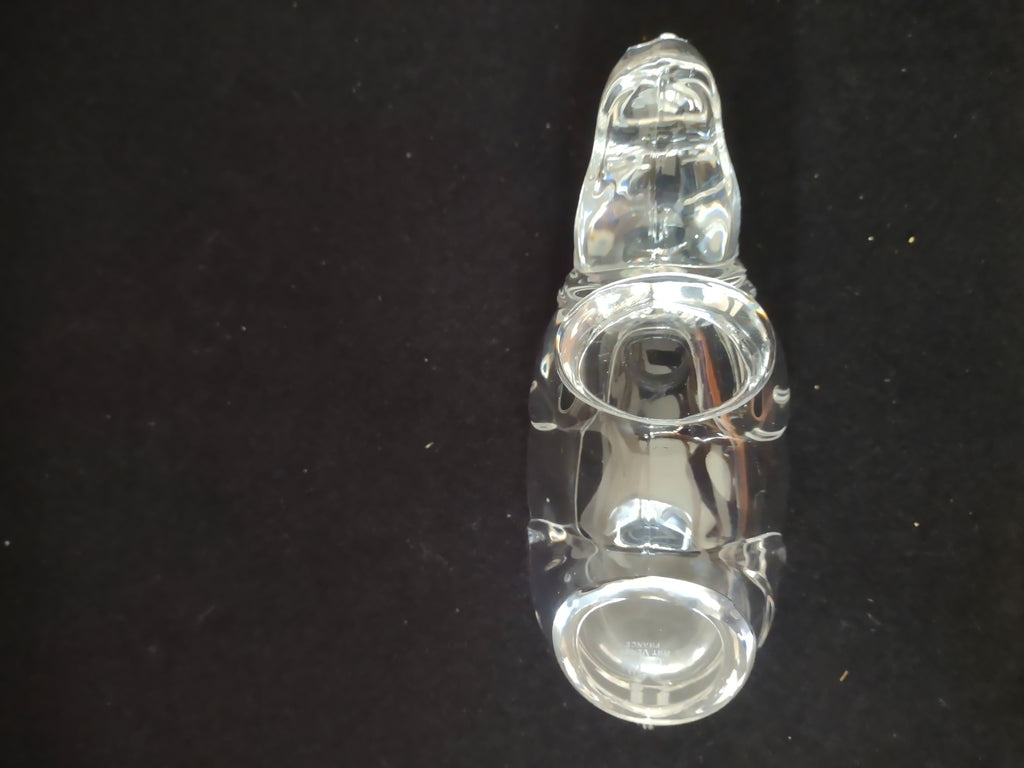 Cofrac Verrier France Art Glass Crystal Trinket Dish AshTray Rhinoceros (Lot3291