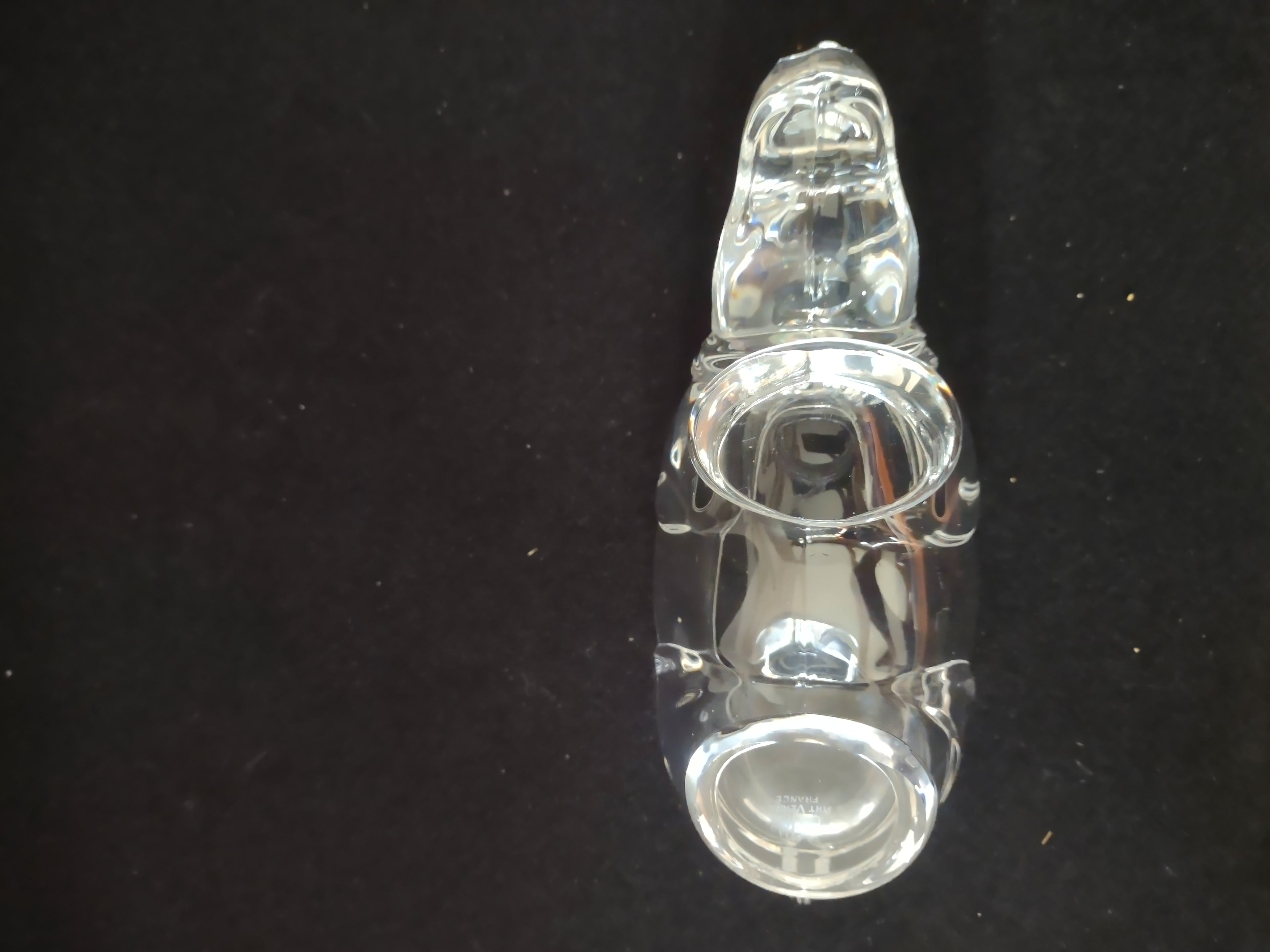Cofrac Verrier France Art Glass Crystal Trinket Dish AshTray Rhinoceros (Lot3291