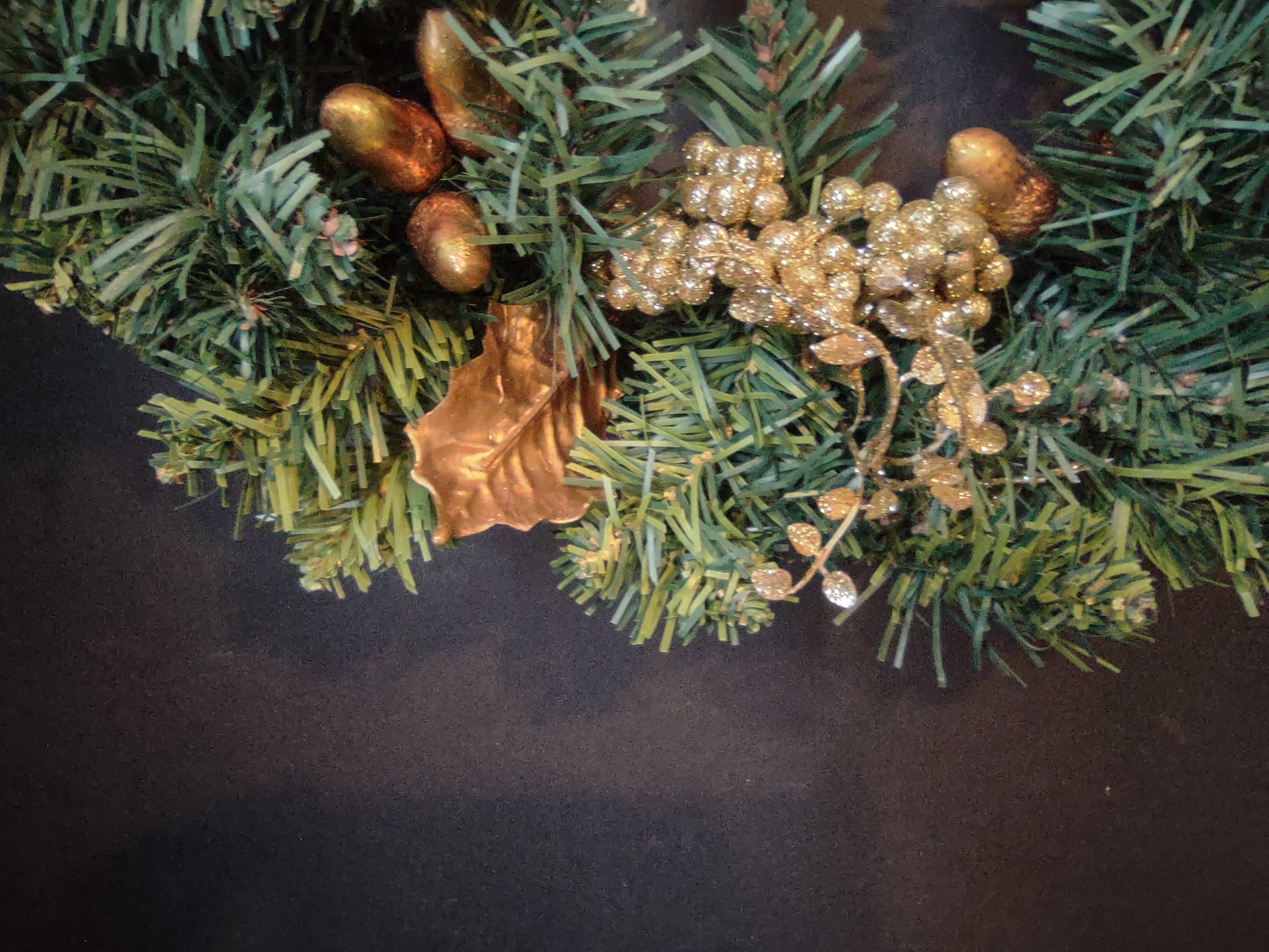 Christmas Artificial Green Wreath Martha Stewart 16" Golden Bow (lot 2727c )