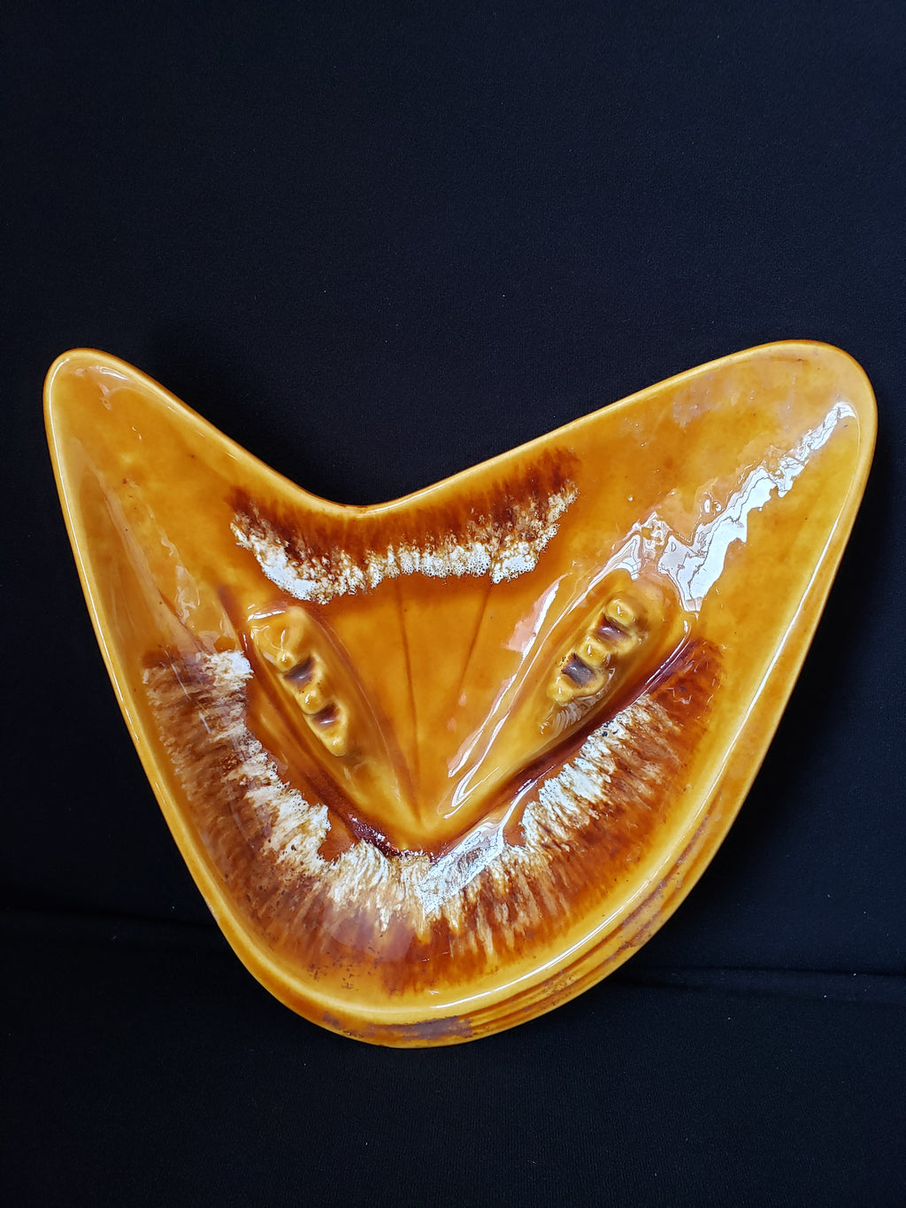 Ashtray Brown Orange Glazed Ceramic Vintage Retro 1970s Mid Century (lot 2156d)