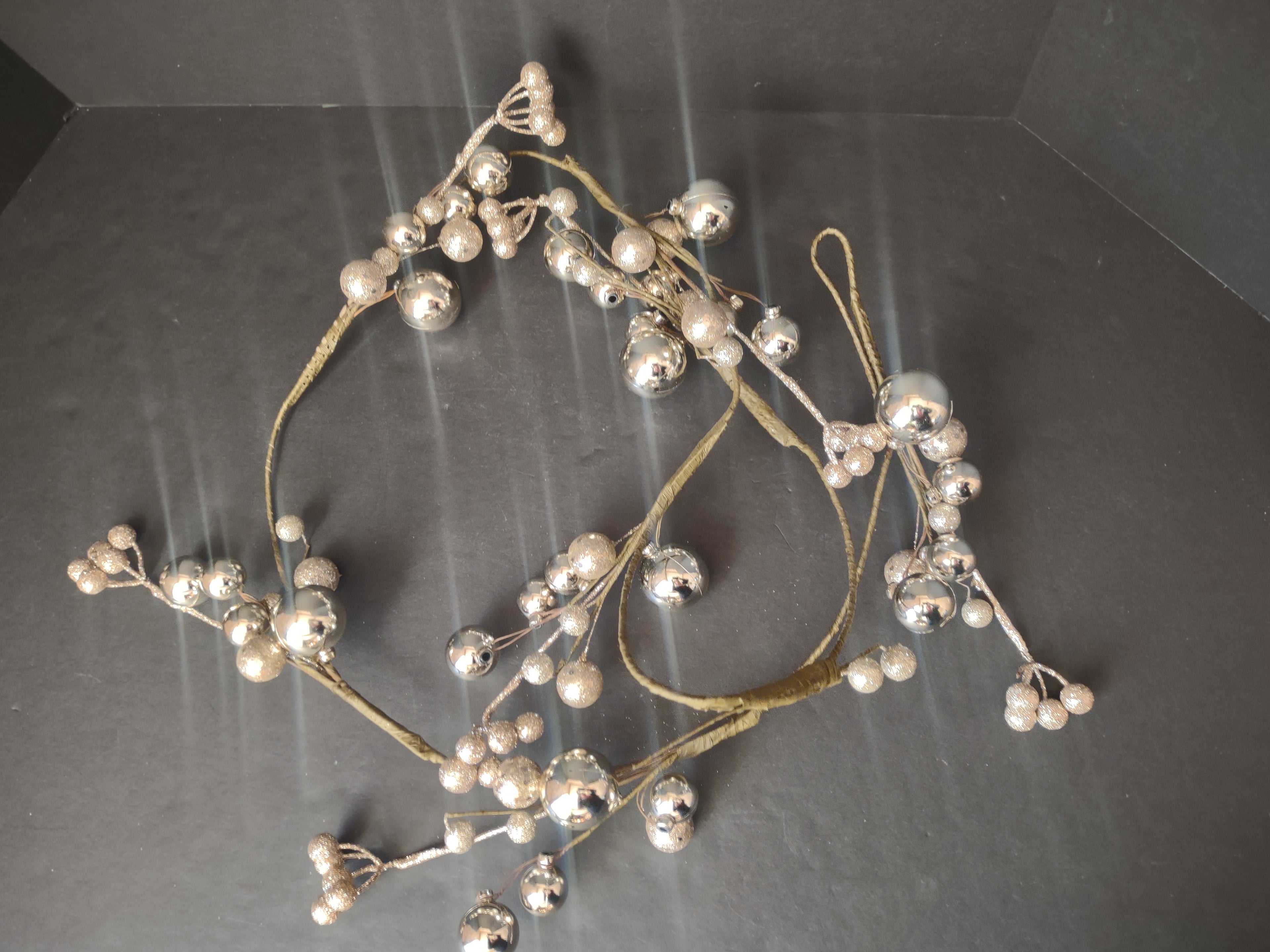 Set 3 Twig Garland 5-1/2 ft Round Ornament Gold Red Green (lot 1268)