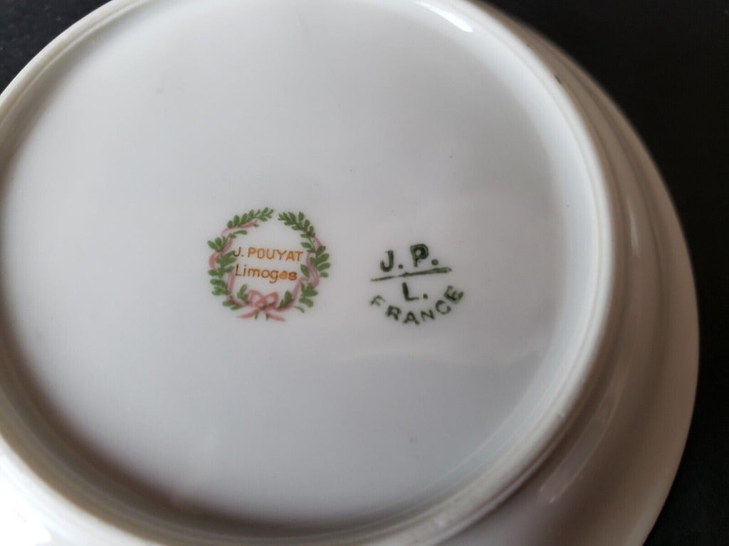 JP Limoges France Gold Trim Green Laurel Small Bowl 5" (585-1)