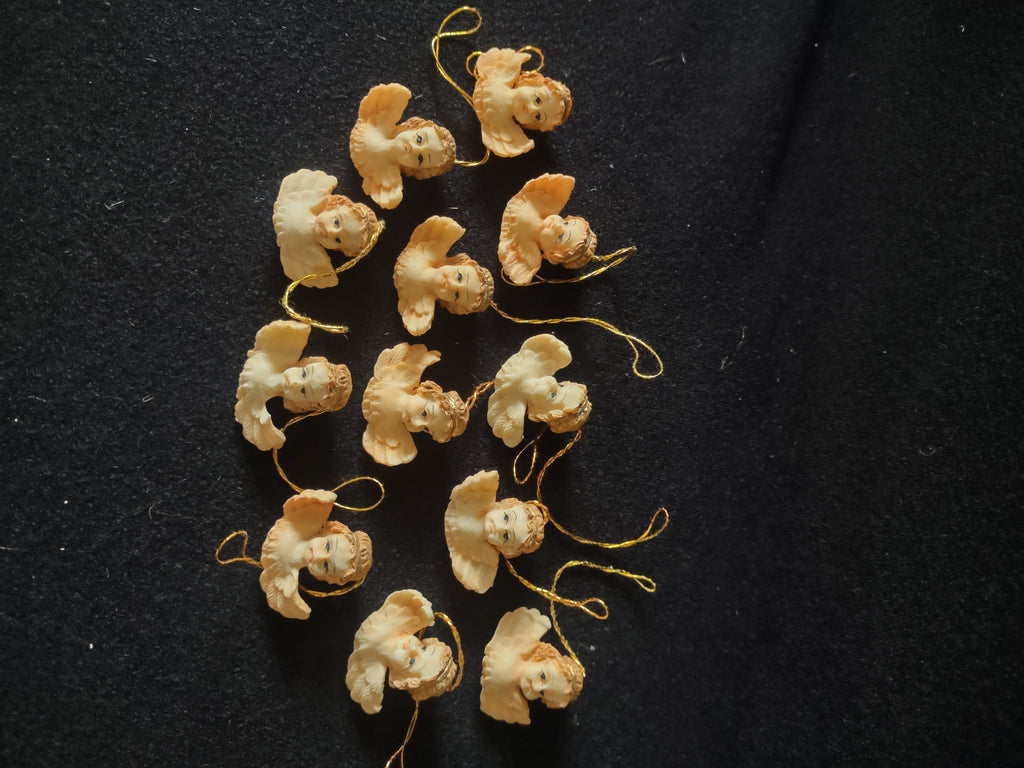 Christmas Holiday Miniature 1" Angel Head Wings Ornaments x 36 (Lot 4533)