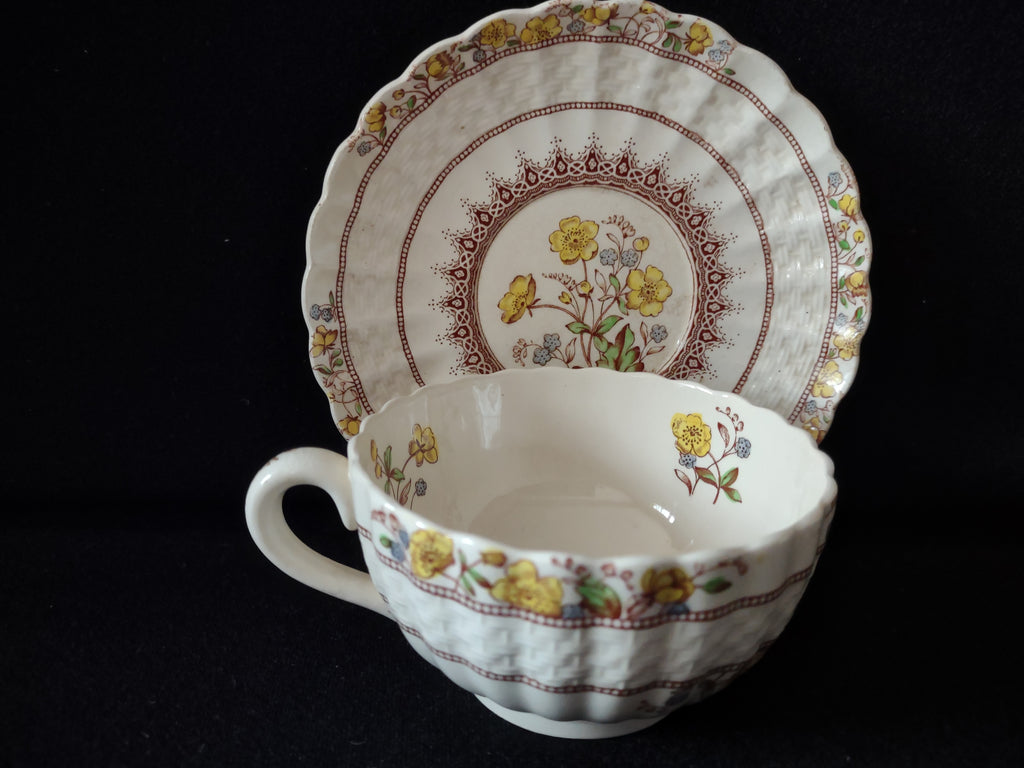 Vintage Spode Buttercup Teacup Saucer English Countryside Ironstone (lot 5747)