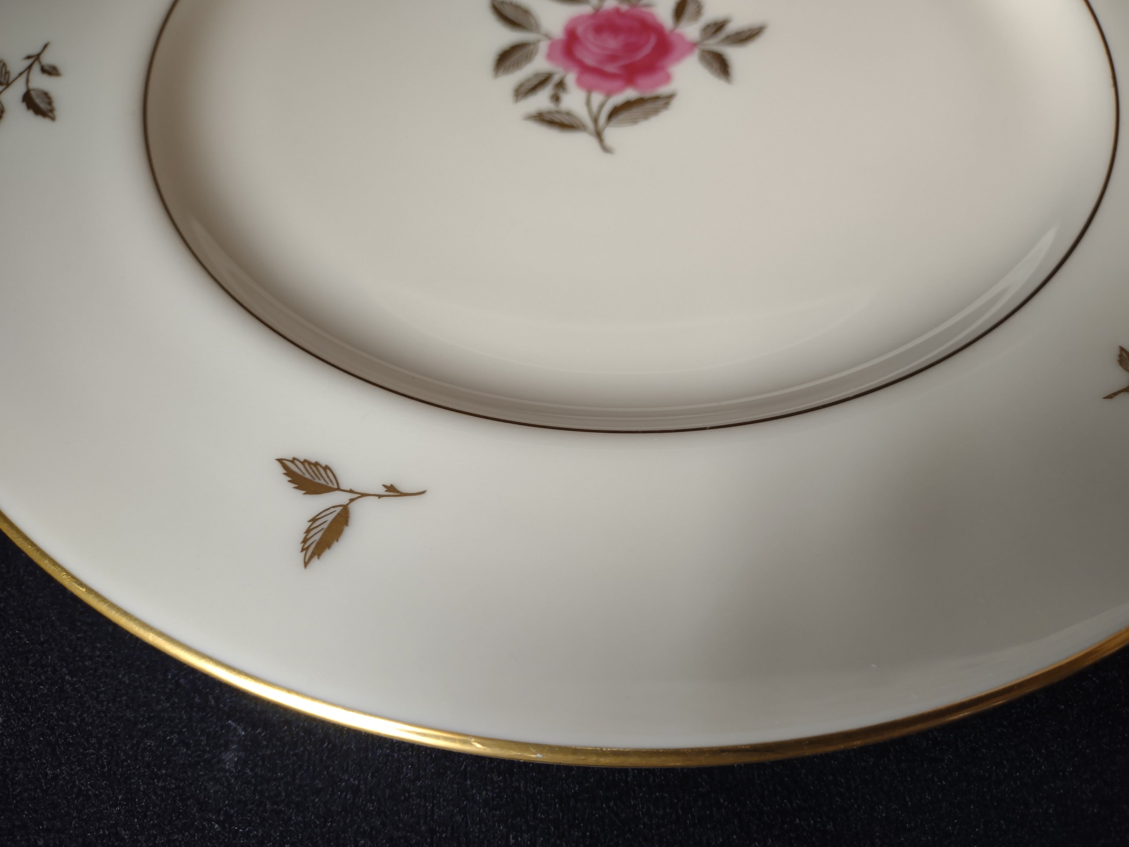 Vintage Lenox Rhodora Dinner Plate Rose Flower Gold (lot 1791)
