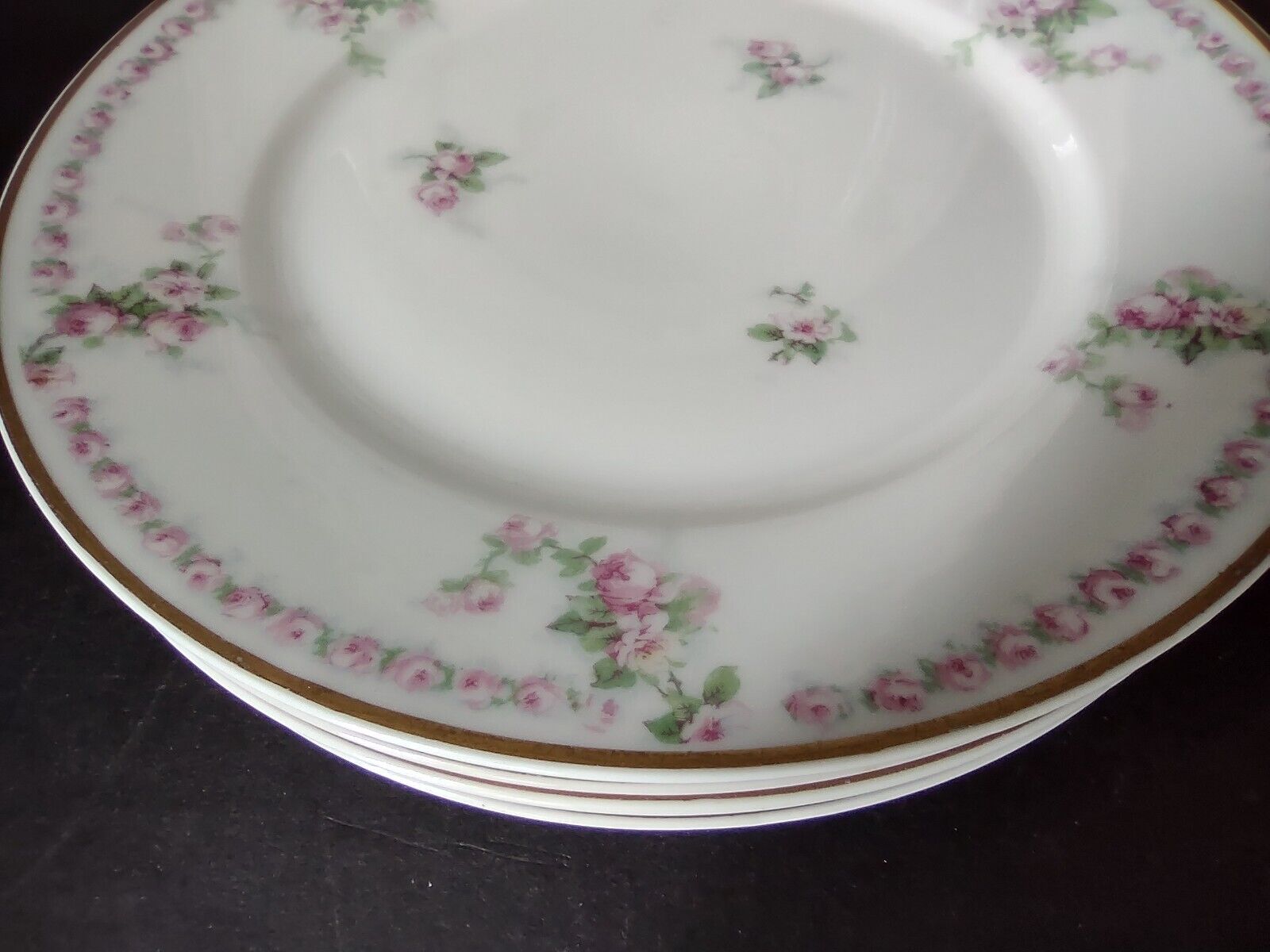 Avenir Limoges France 5 x Salad Plate Rose Garland (lot 559)