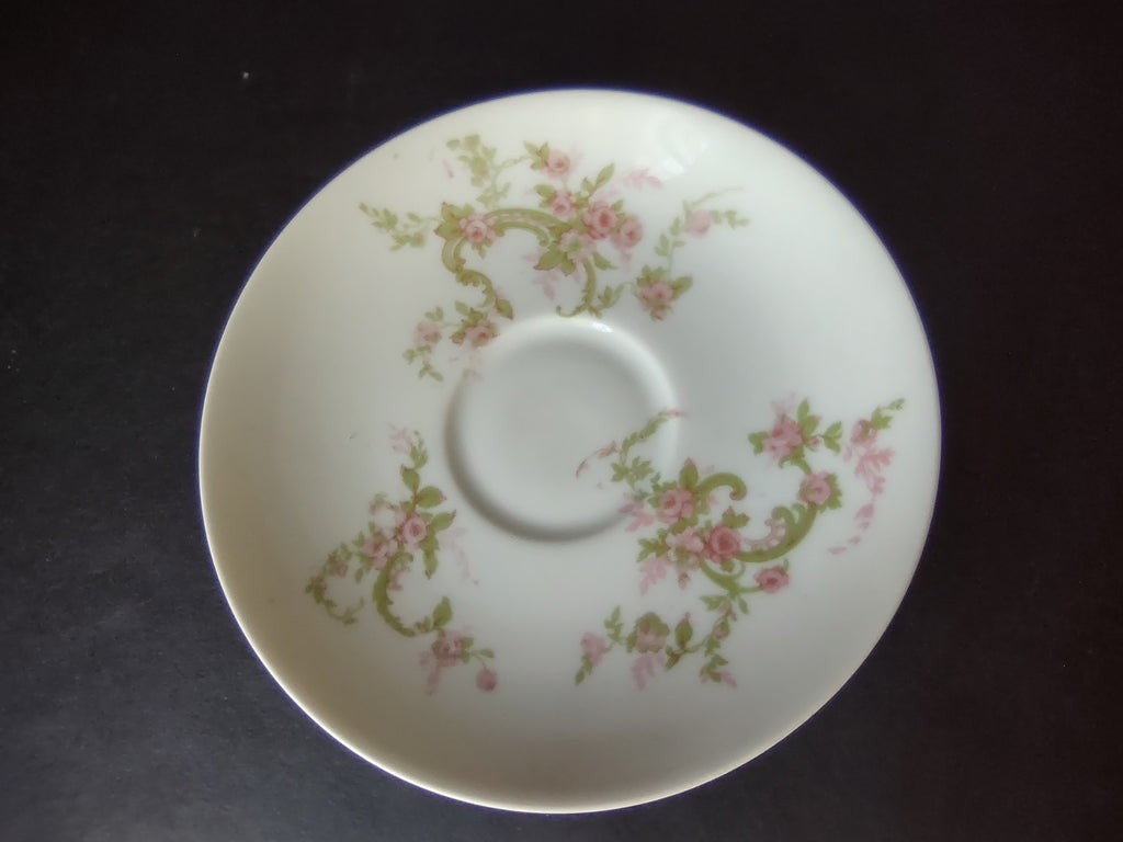 Haviland Limoges Saucer ONLY Pink Rose Green Ribbon (lot 894)