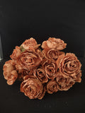 Thanksgiving Fall Silk Flowers Rust Colored Roses 4 Twigs (Lot 3541)
