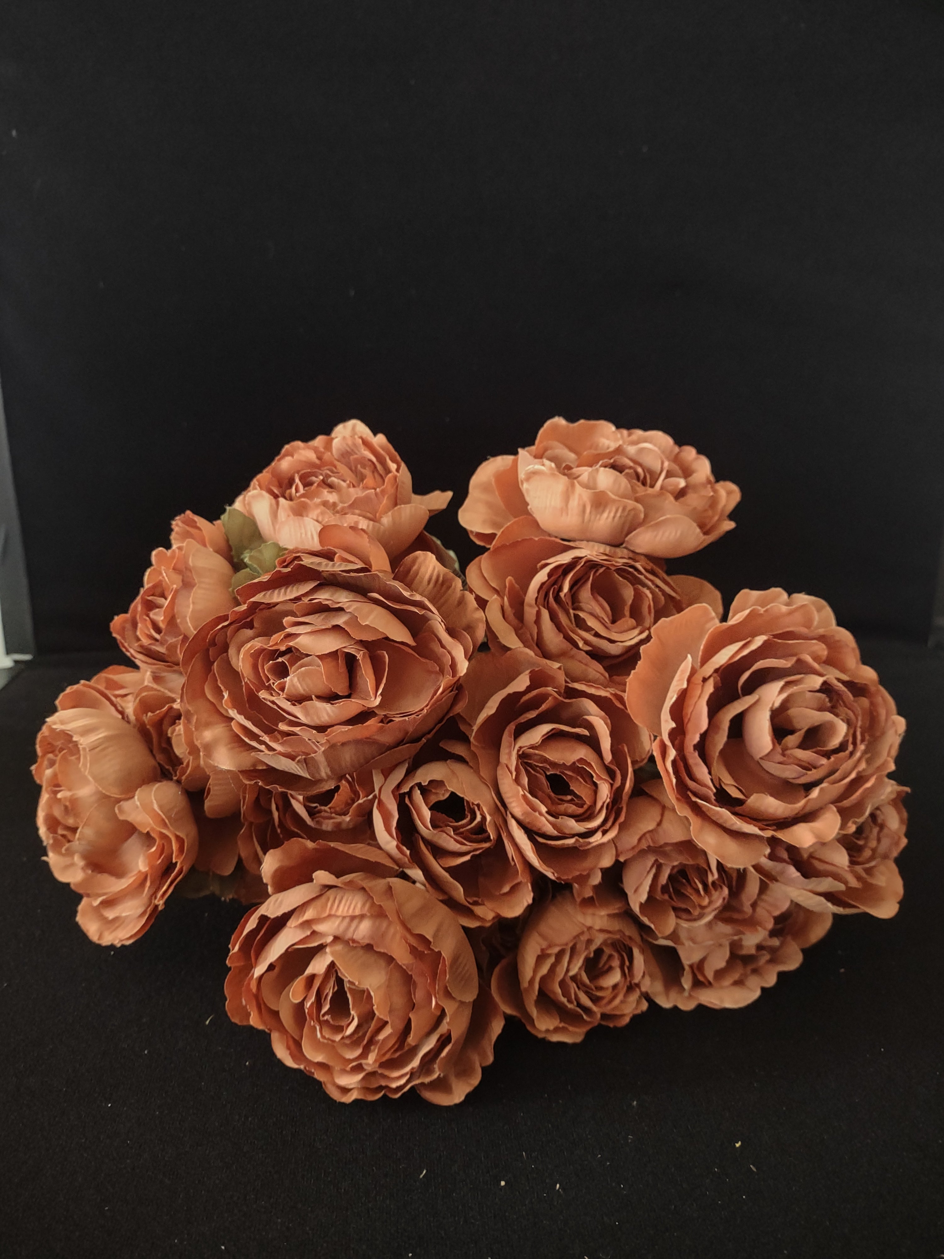 Thanksgiving Fall Silk Flowers Rust Colored Roses 4 Twigs (Lot 3541)