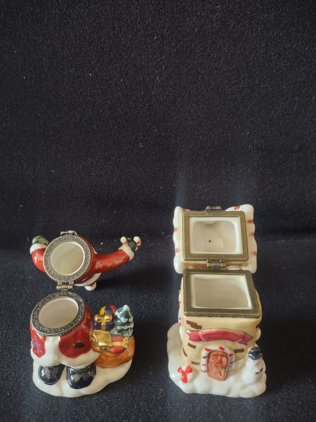 Christmas Holiday Trinket Box x 2 Santa Village House Gift (Lot 4549)