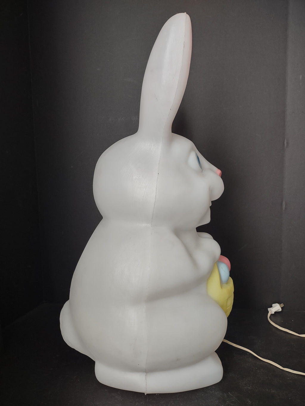 Vintage Easter Bunny Rabbit Lighted Basket 22” Blow Mold (lot 2541c)