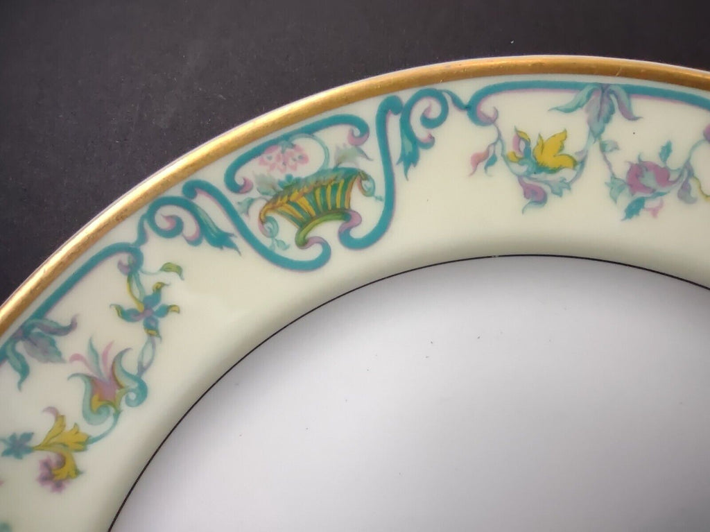 Haviland Limoges Blue Cream Yellow Flower Gold Trim Salad Plate 7-1/2" (lot 727)