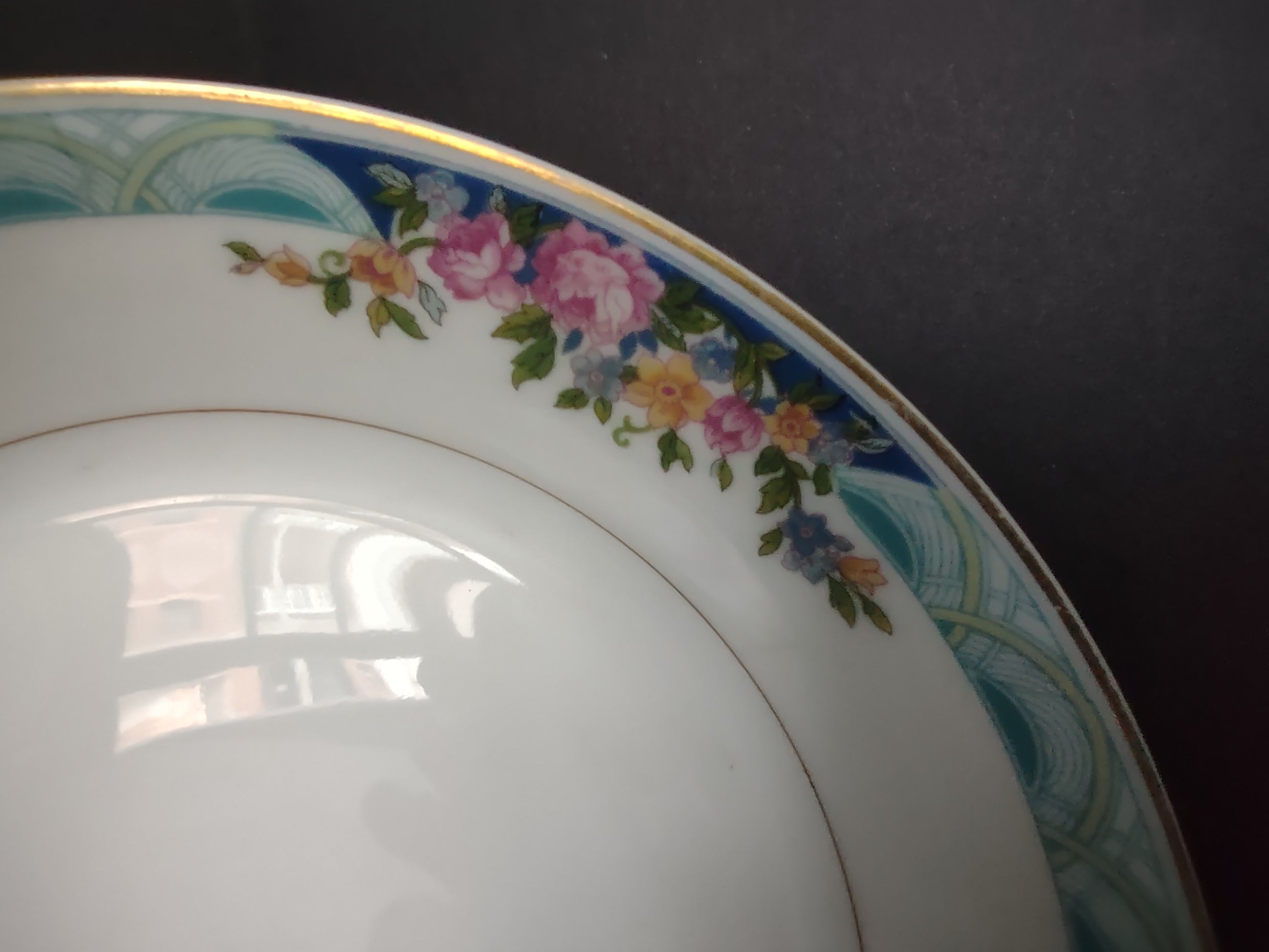 Haviland Limoges Massachusetts Cream Soup Plate Blue Floral (lot 932)