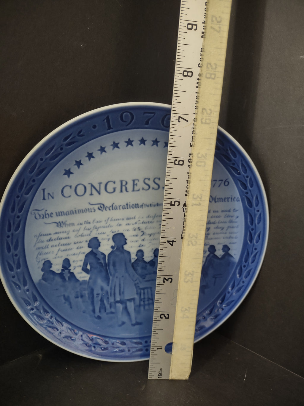 Royal Copenhagen Porcelain Declaration Independence Plate Blue White (lot 3090)