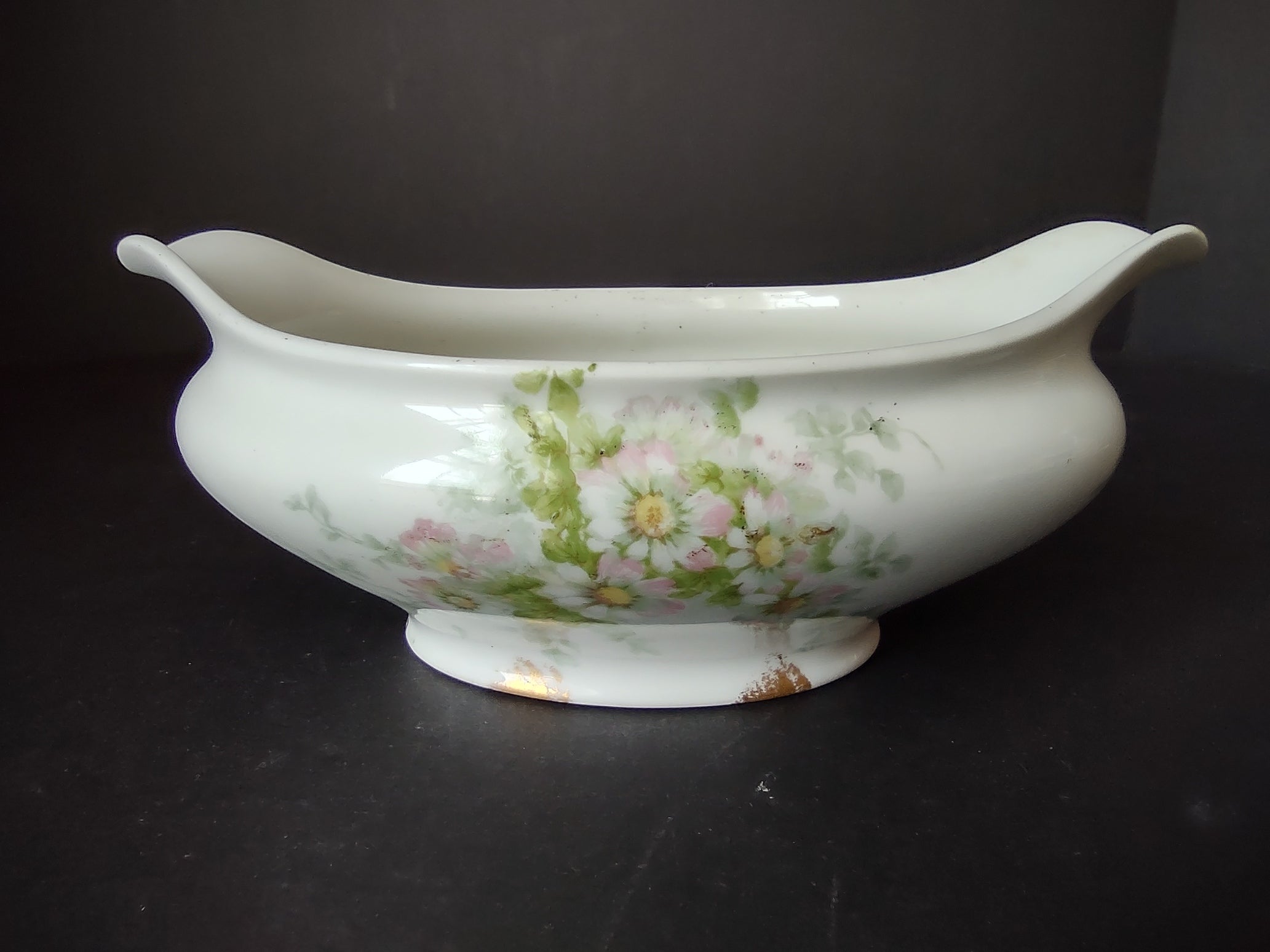 Haviland Limoges GDA Gravy Boat NO UNDERPLATE Pink Daisy Daisies (lot 877)