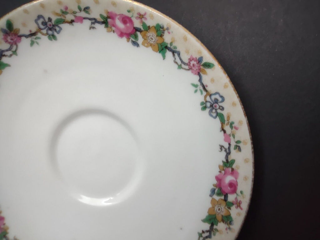 Depose Ahrenfeldt Limoges Saucer Pink Yellow Rose Gold Trim lot 729