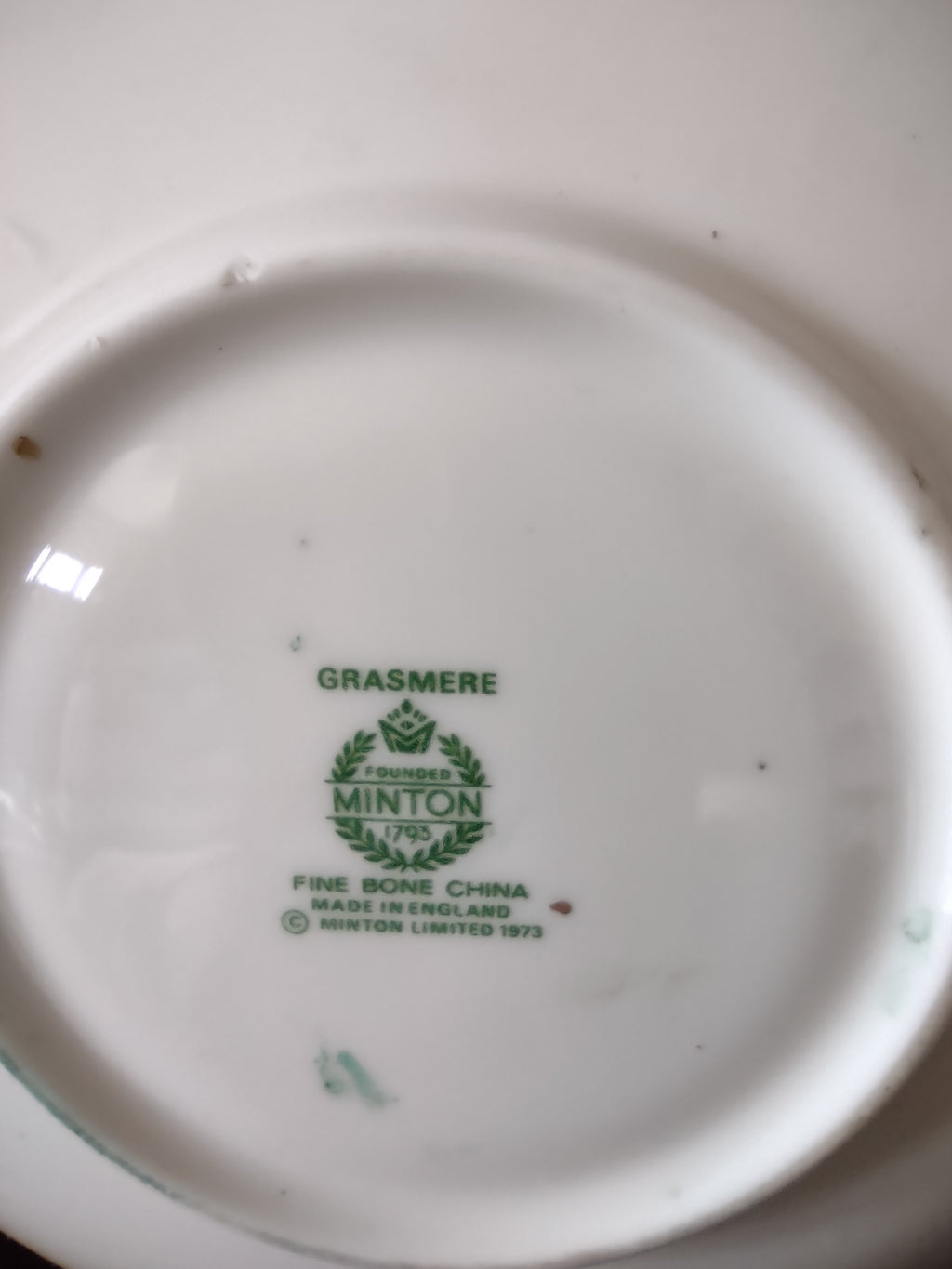 Vintage Minton Grasmere Teacup Saucer Bone China Blue Green Gold (Lot 5488)