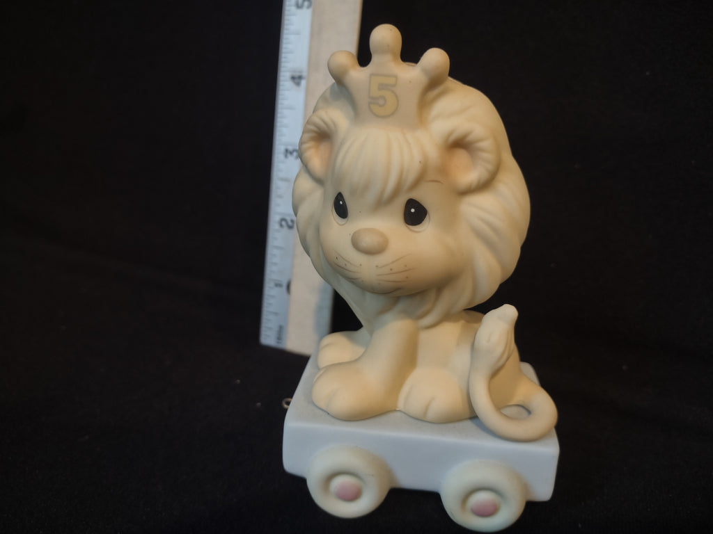 Precious Moments Birthday Train Year #5 Lion Porcelain (lot 2558c)