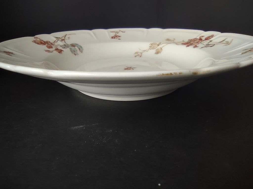 Antique Haviland Limoges Blue Red Flower Soup Plate 9" (lot 957)