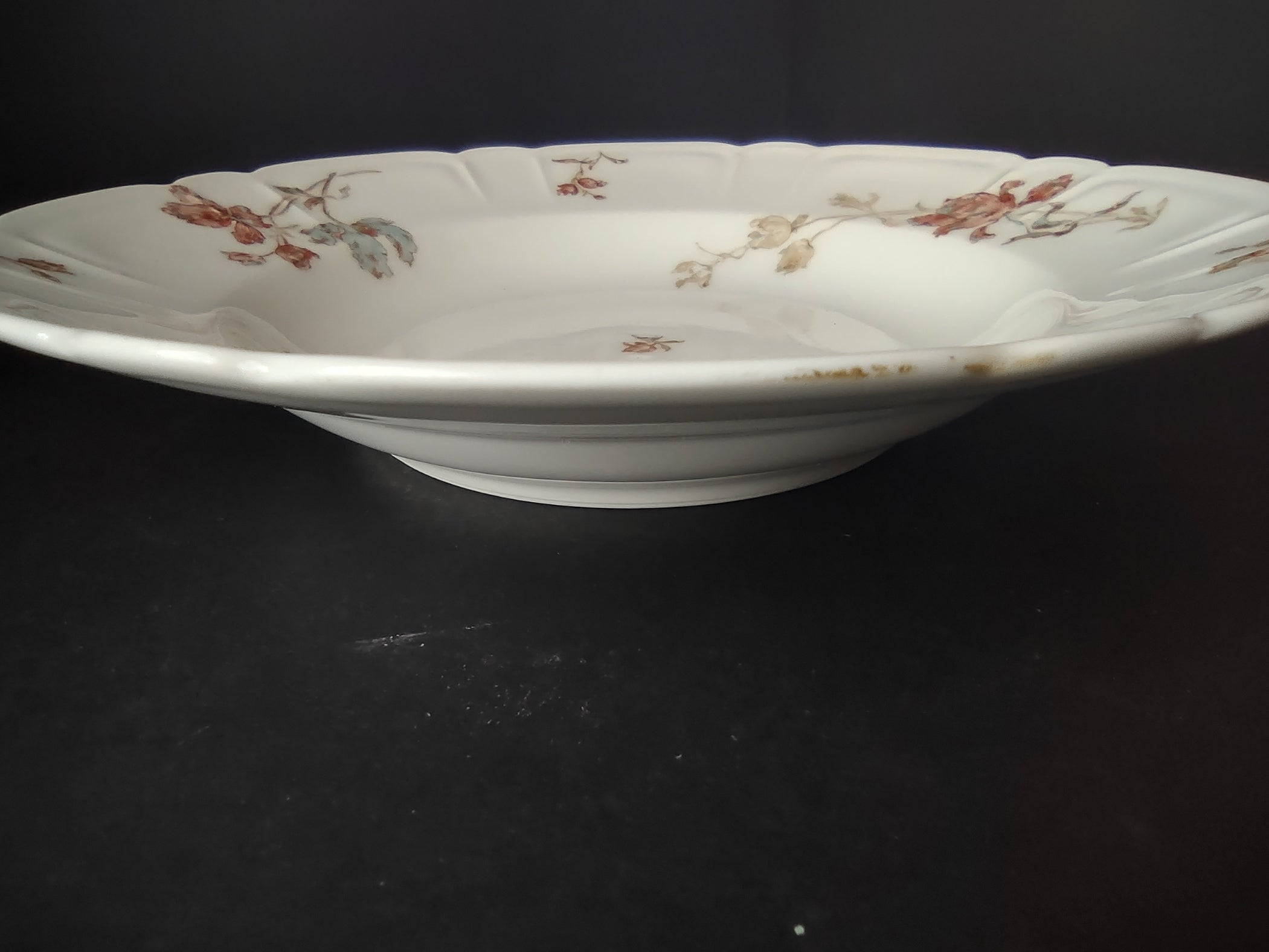 Antique Haviland Limoges Blue Red Flower Soup Plate 9" (lot 957)