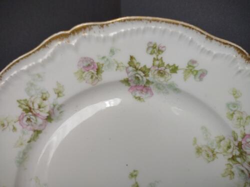 lot 774 Haviland Limoges Dinner Luncheon Plate Large Green White Roses Gold Trim