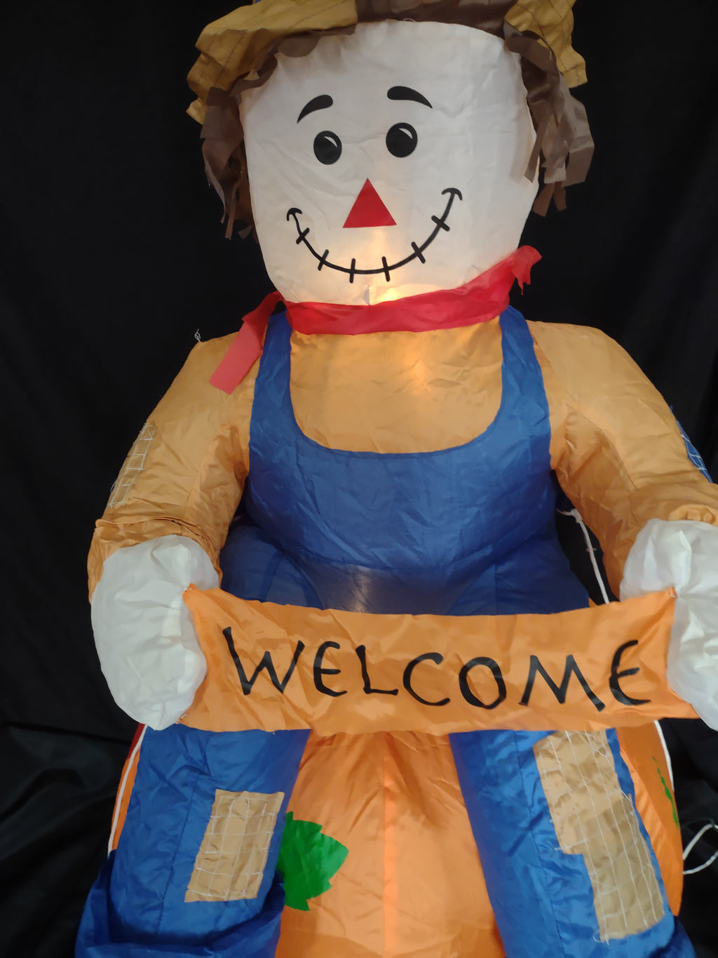 Vintage Halloween Thanksgiving Farm Boy on Pumpkin Inflatable 4 Ft (lot 3252j)