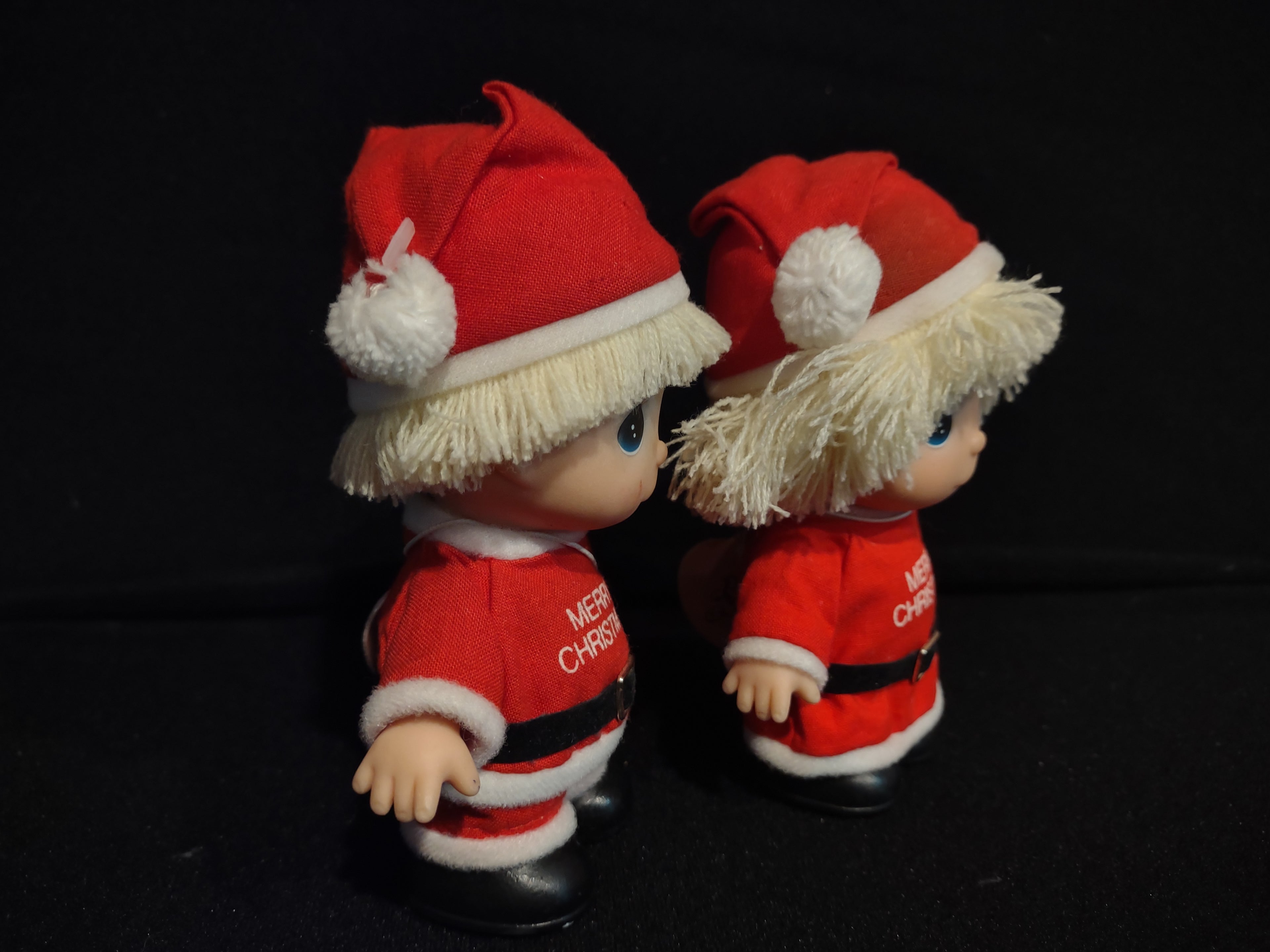 Vintage Christmas Precious Moments Hi Babies Santa Boy and Girl (lot 2446)