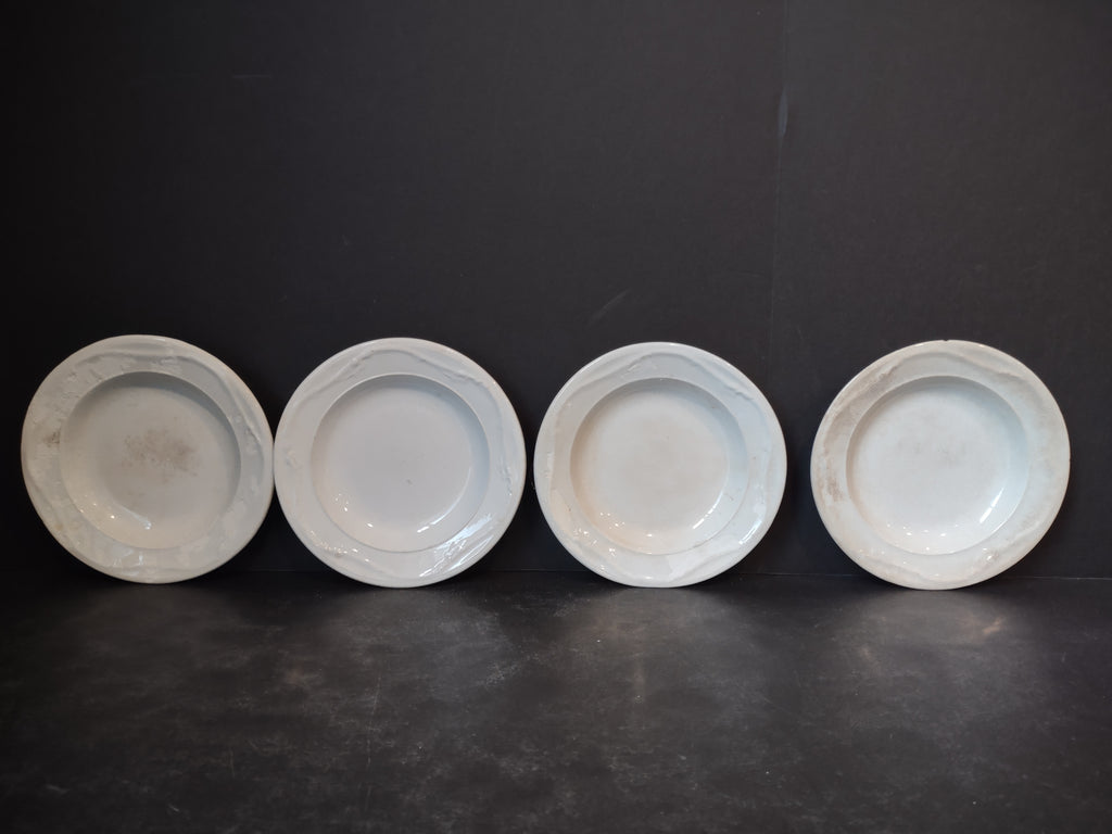 Vintage Ironstone Heavy Crazing Primitive Farmhouse Small Plate x 4 (lot 5346)