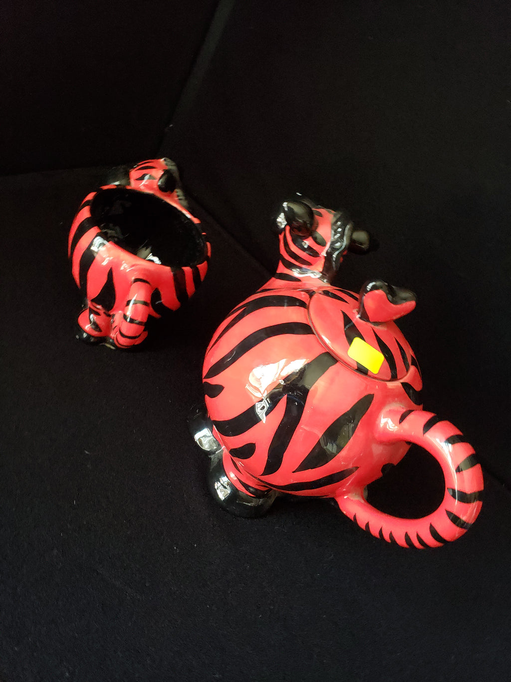 Whimsical Child Kid Collectible Red Zebra Teapot and Tea Cup (lot 2167)