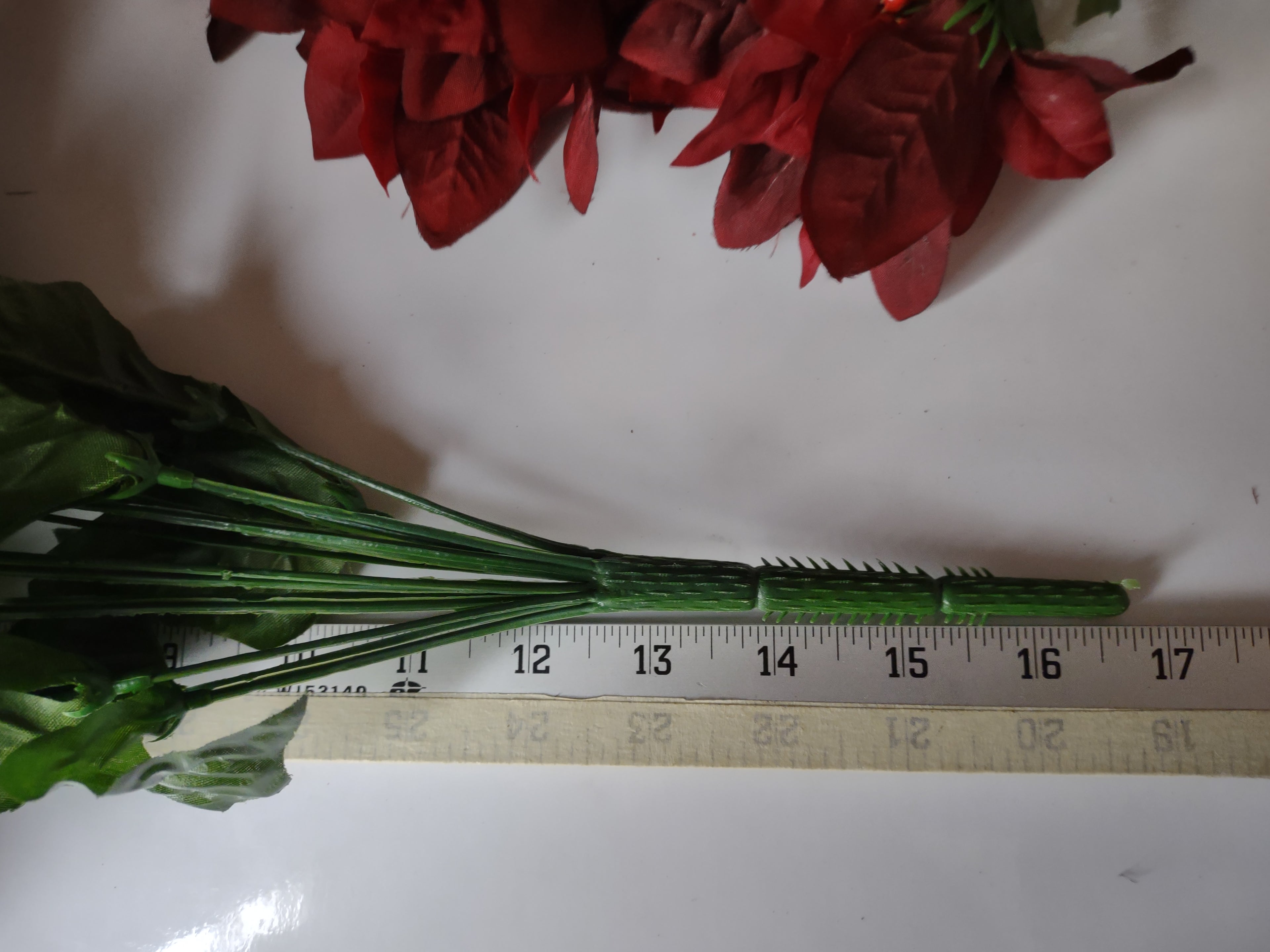 Christmas Lot Artificial Flower Poinsettia Red 12 stems 17" Long (lot 3344)