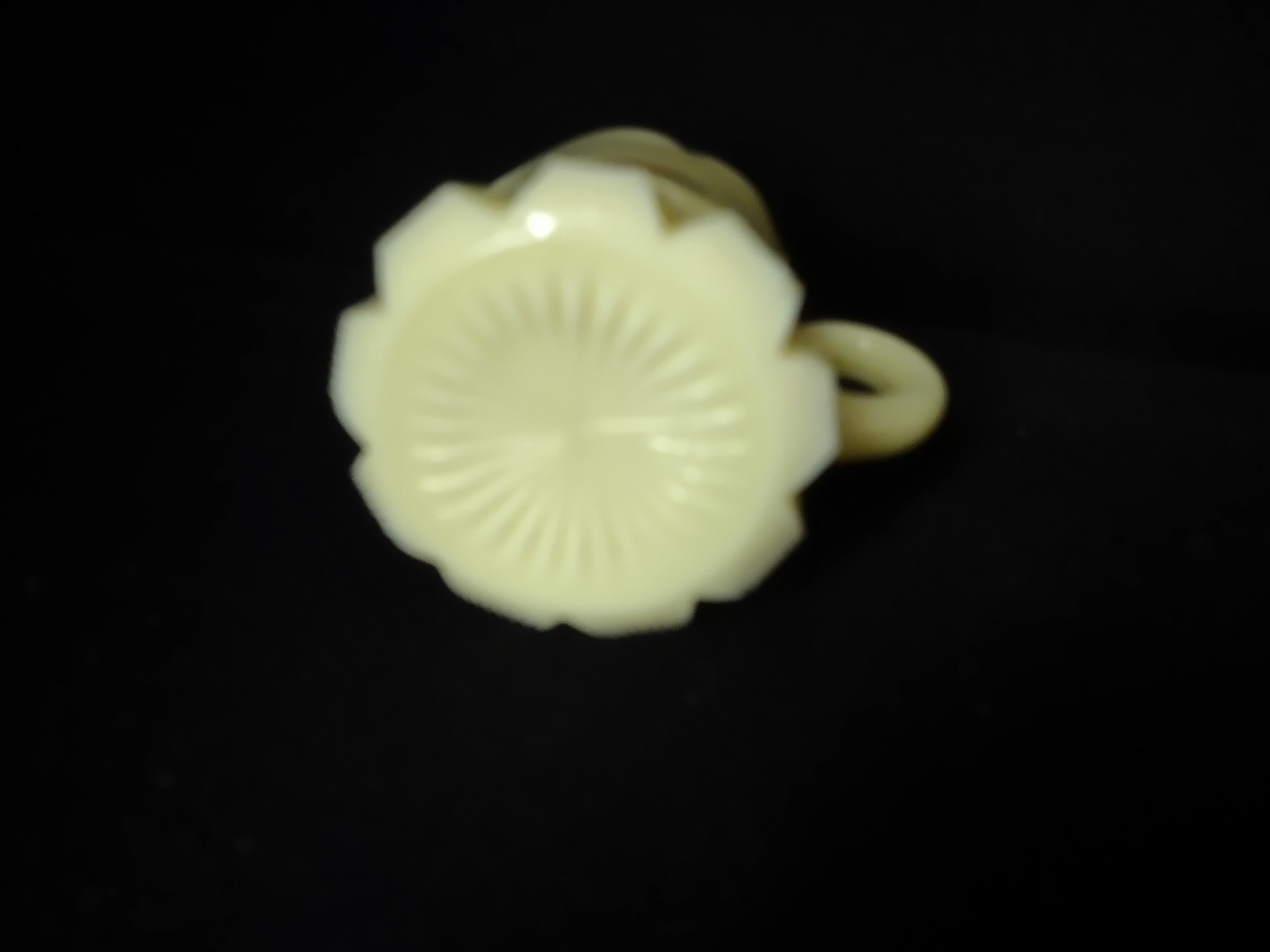 Vaseline Glow Satin Milk Glass Light Up Mini Pitcher 3" (lot 2777)