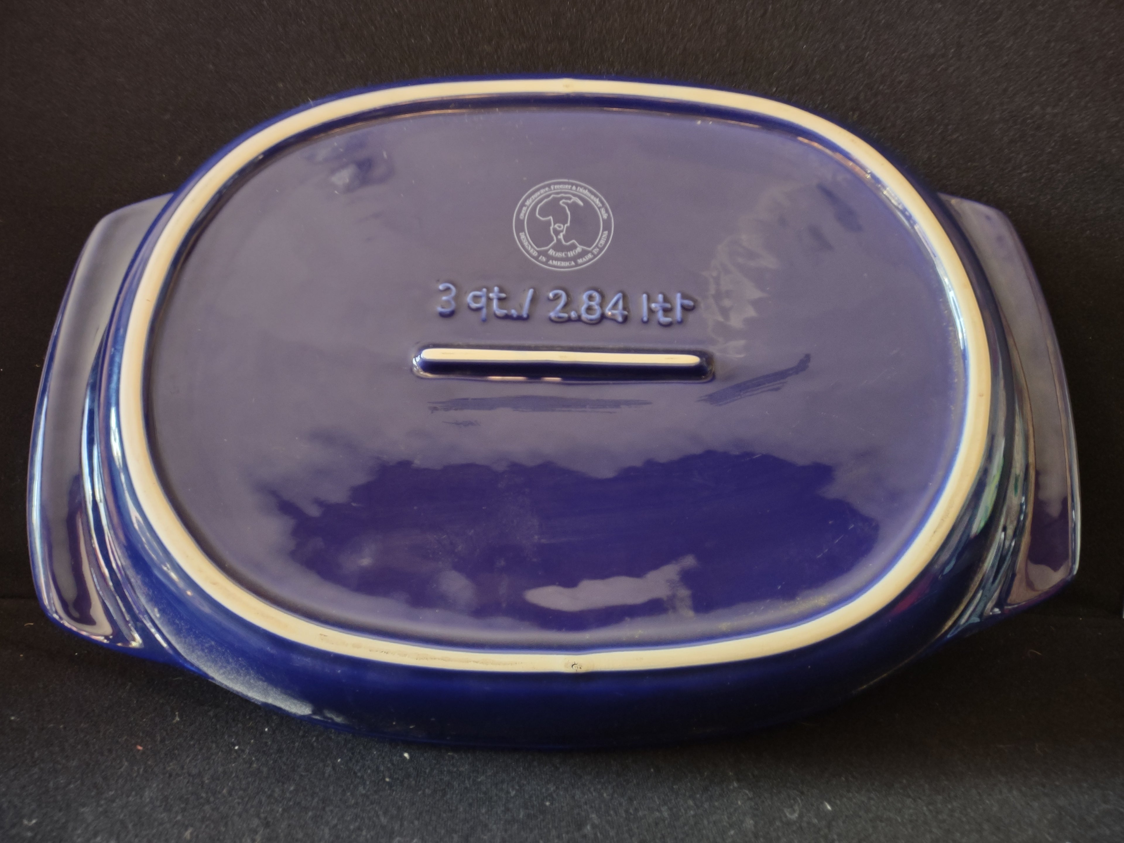 Roscho Coblat Blue 3 Qt Casserole Ceramic for Oven Microwave (lot 5218)